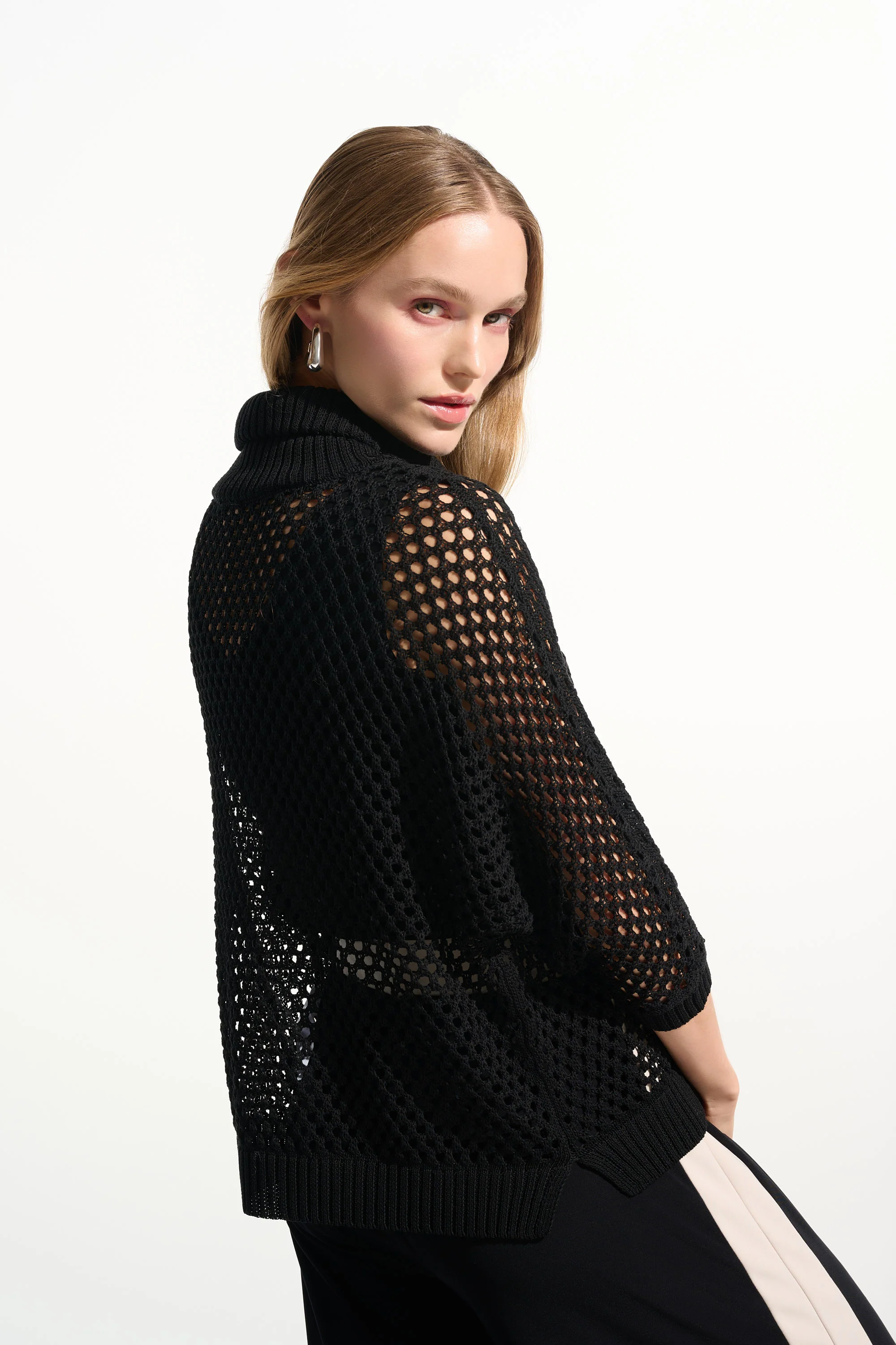 Joseph Ribkoff Boxy Sweater Knit With Zipped Neckline Style 261634 - Image 3