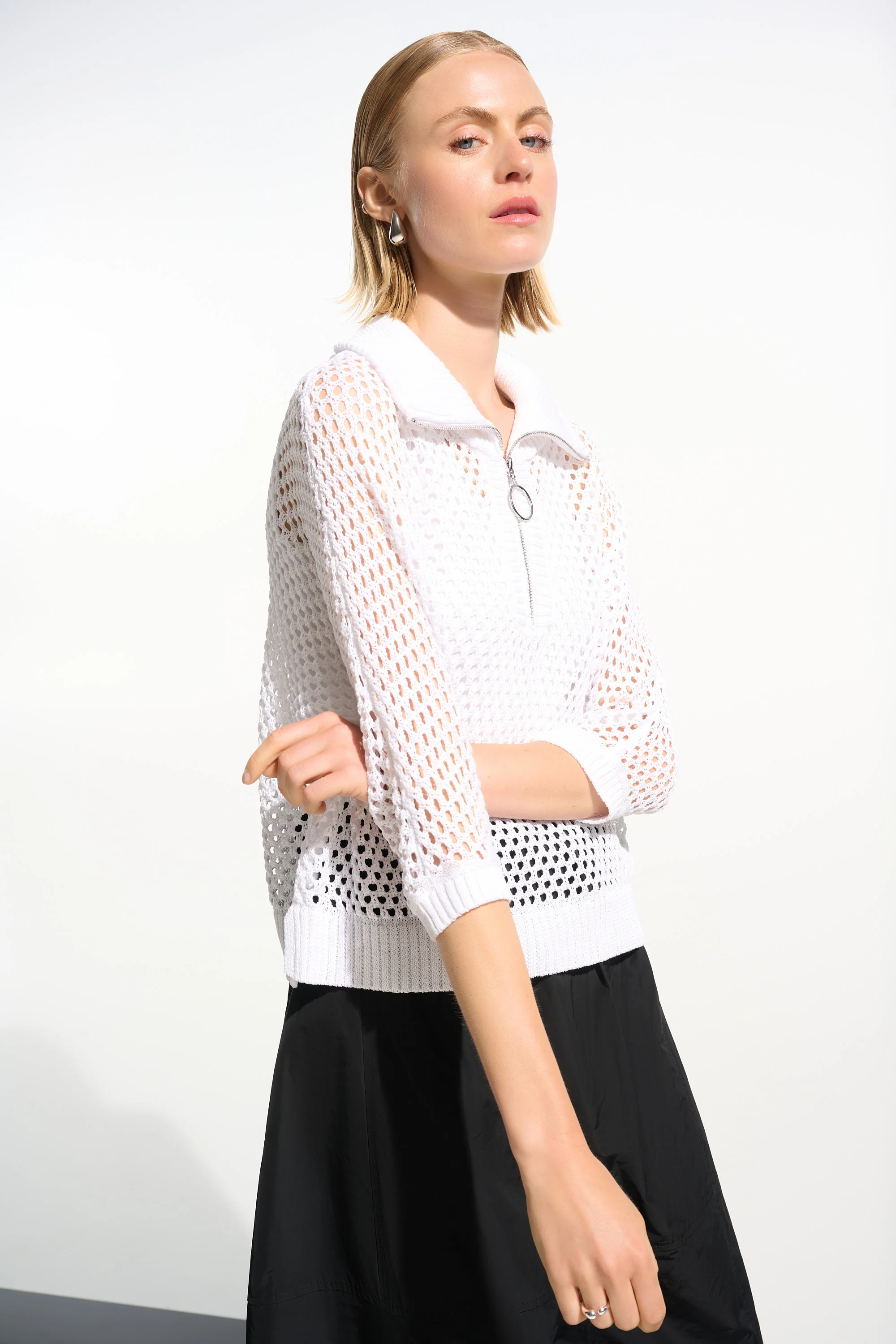 Joseph Ribkoff Boxy Sweater Knit With Zipped Neckline Style 261634 - Image 6