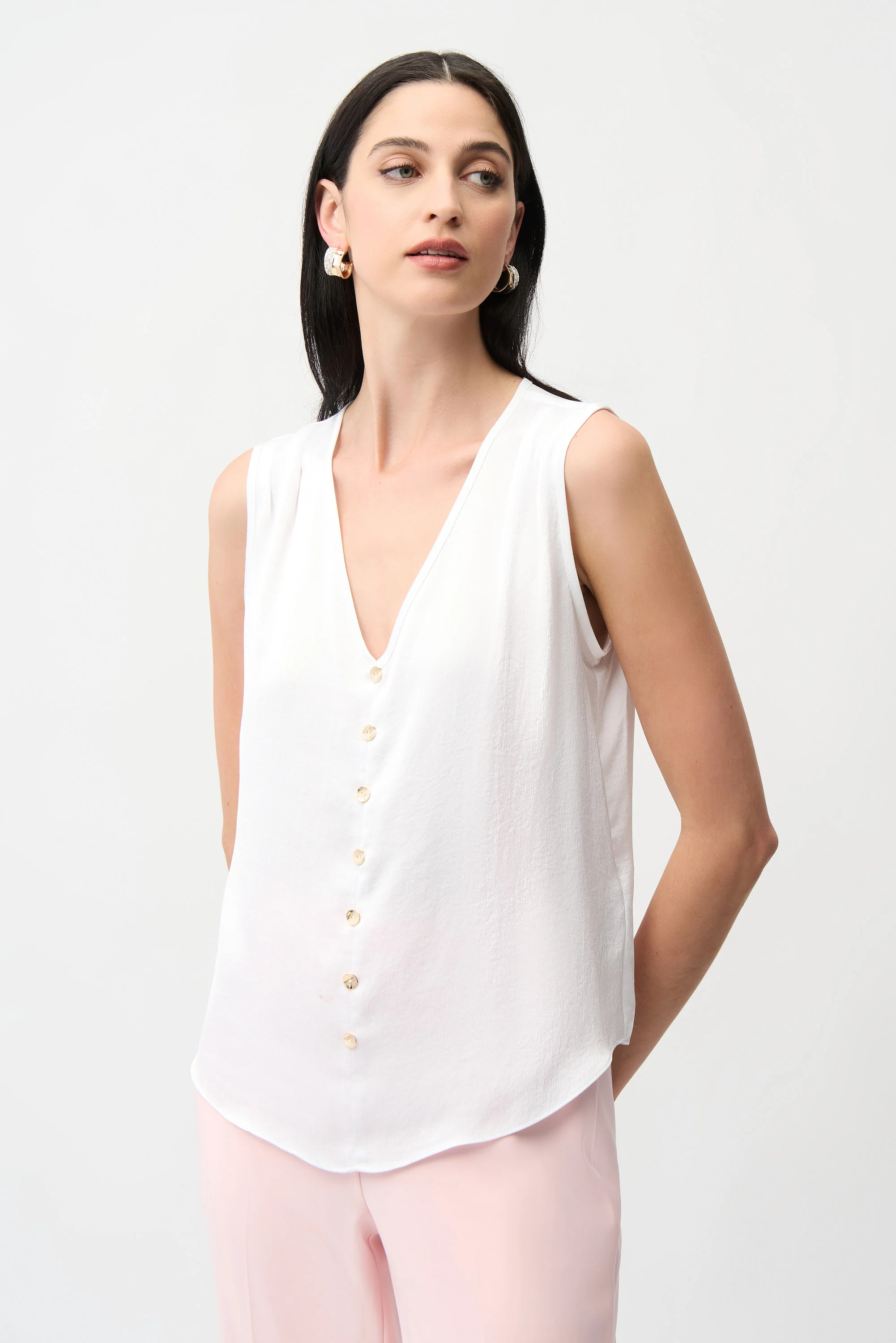 Joseph Ribkoff Boxy Top With Gold Buttons Style 261249