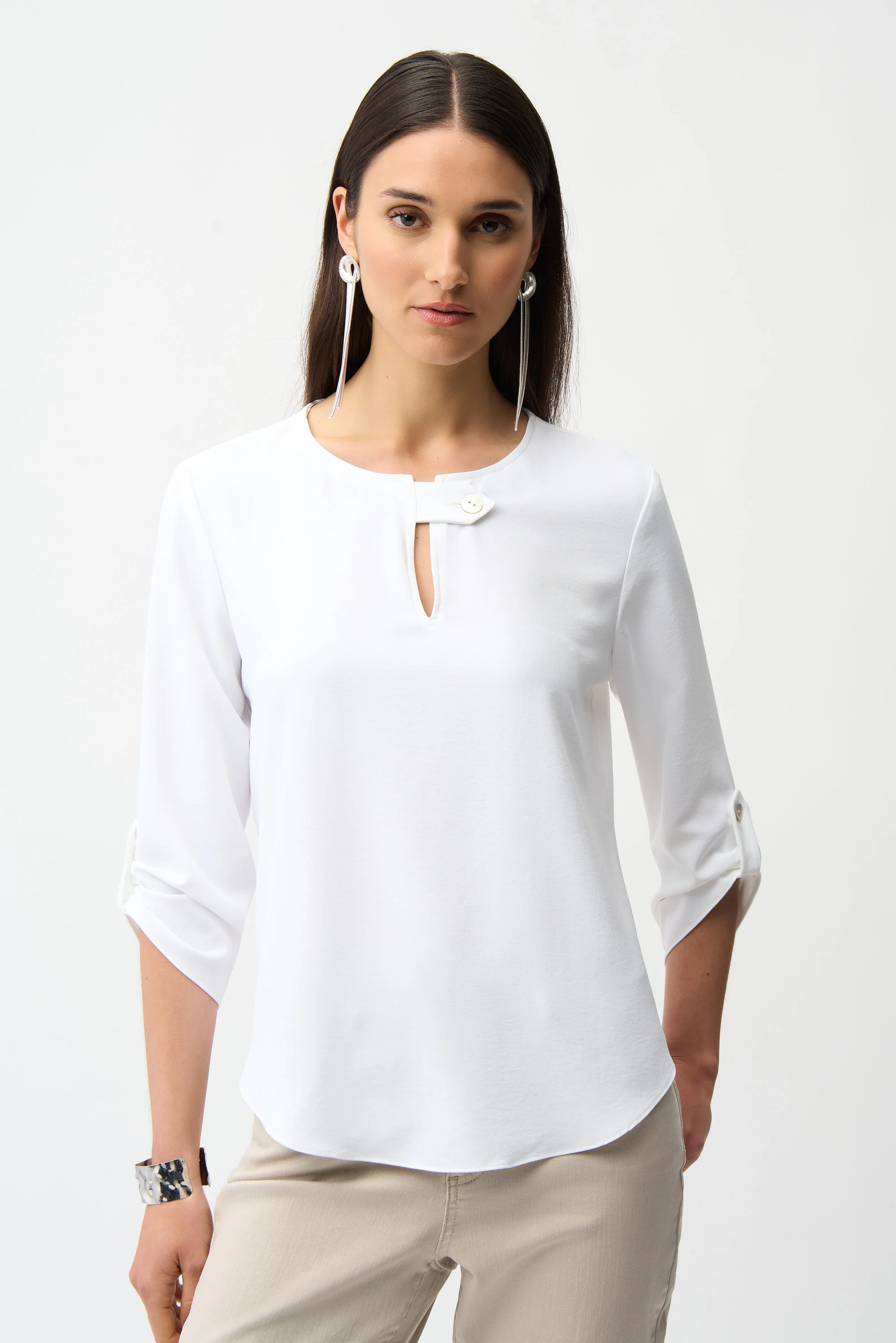 Joseph Ribkoff Boxy Top With Keyhole Neckline Style 261036 - Image 5