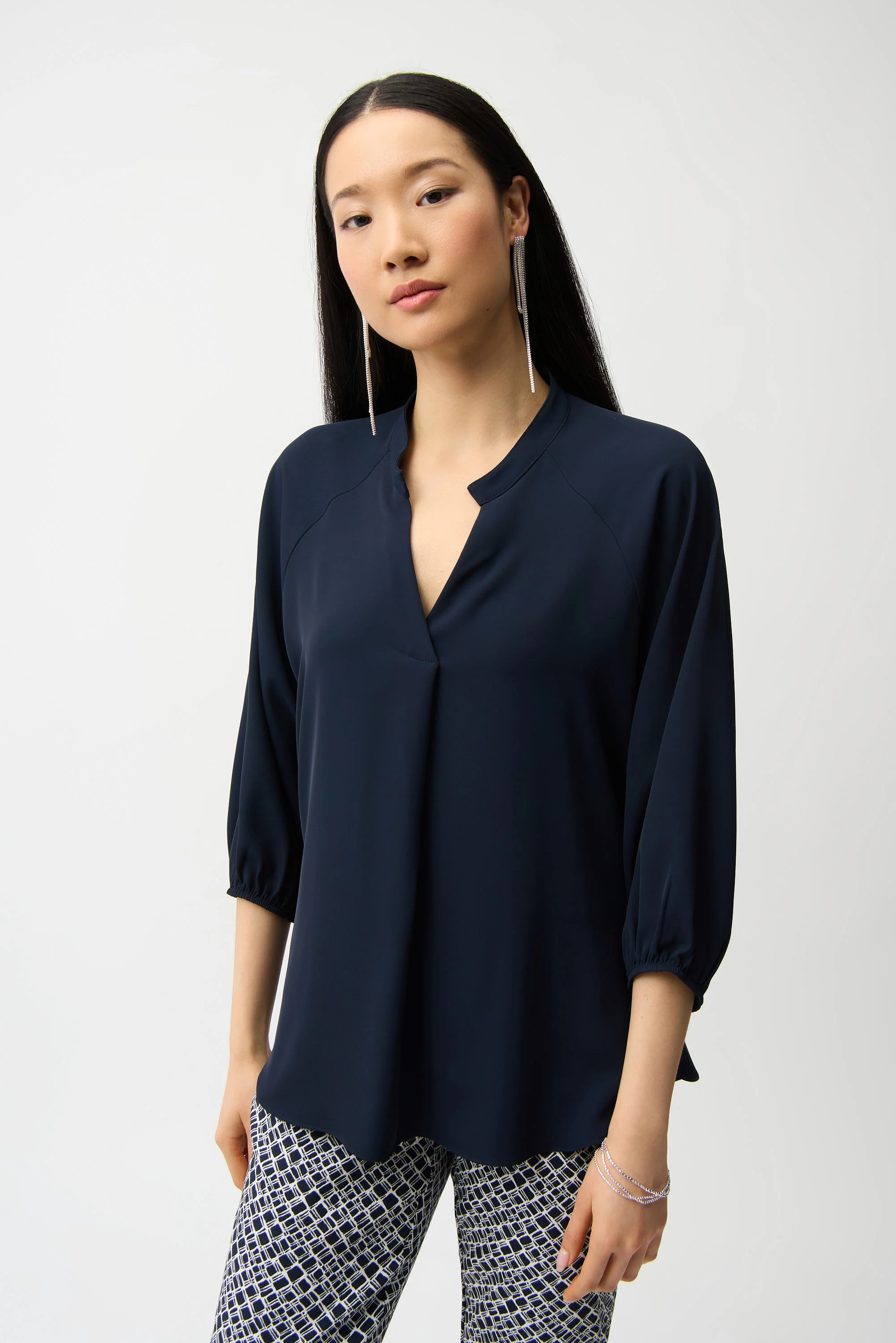 Joseph Ribkoff Boxy Top With Mandarin Collar Style 261076 - Image 5