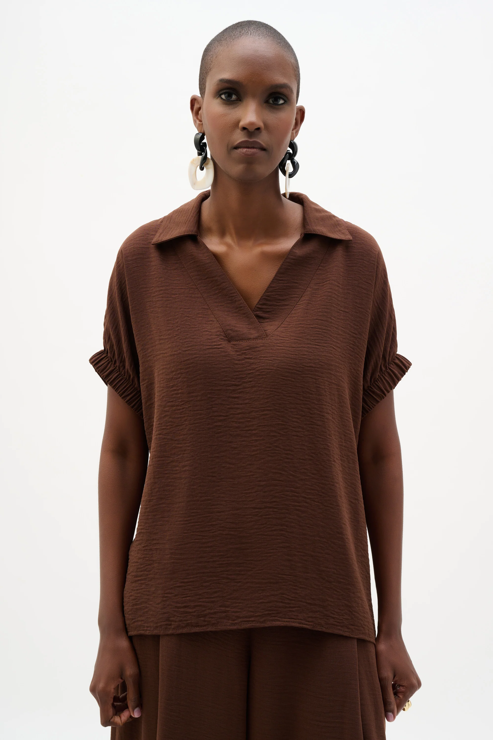 Joseph Ribkoff Boxy Top With Shirred Sleeves Style 262078
