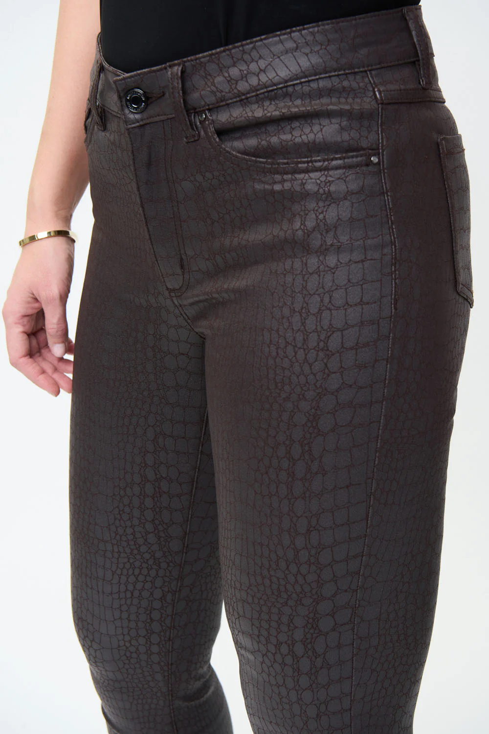 Joseph Ribkoff Brown Croc Print Pants Style 224943 - Image 2