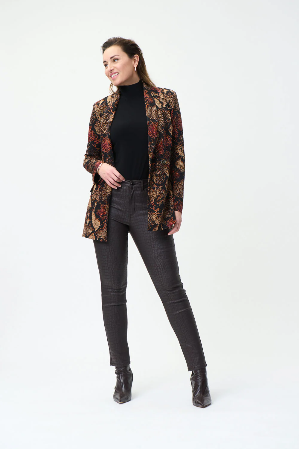 Joseph Ribkoff Brown Croc Print Pants Style 224943 - Image 5