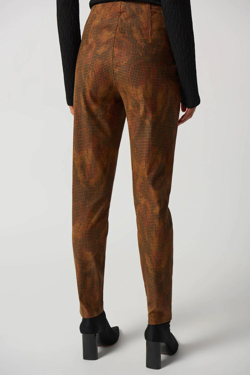 Joseph Ribkoff Brown/Multi Slim-Fit Houndstooth Pants Style 233000 - Image 2