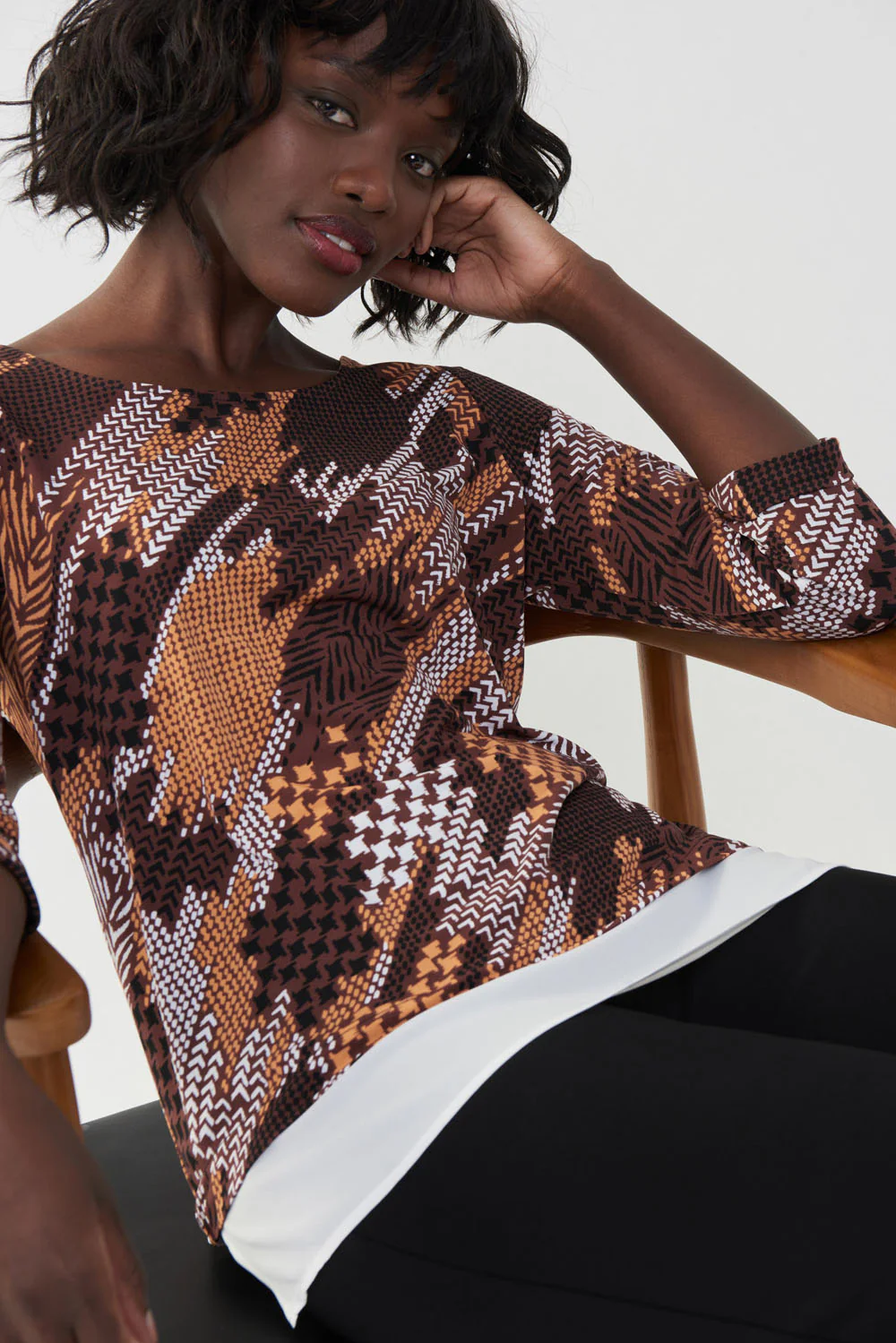 Joseph Ribkoff Brown/Multi Top Style 223146 - Image 4