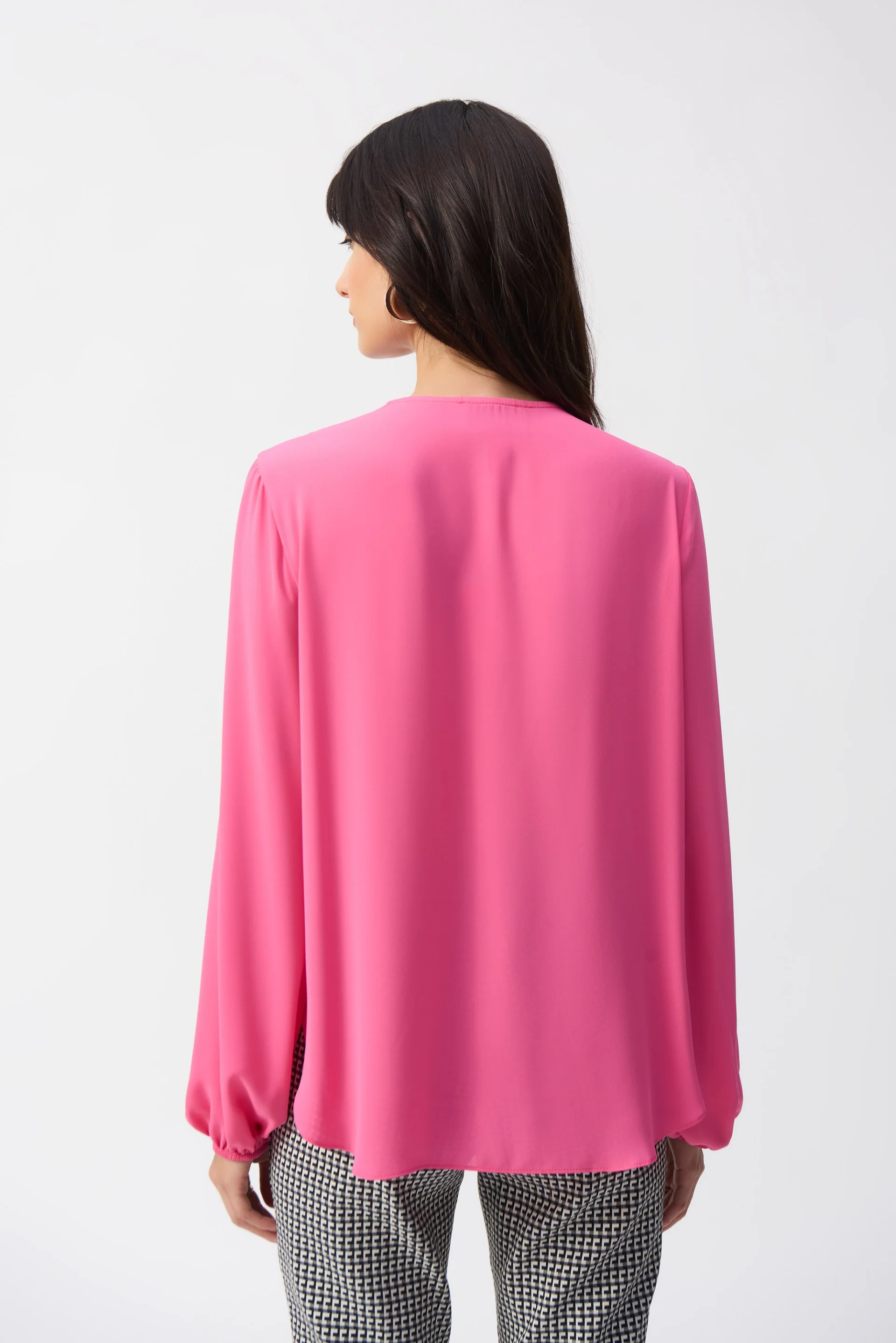 Joseph Ribkoff Bubble Gum Georgette Boxy Wrap Top Style 251172 - Image 5