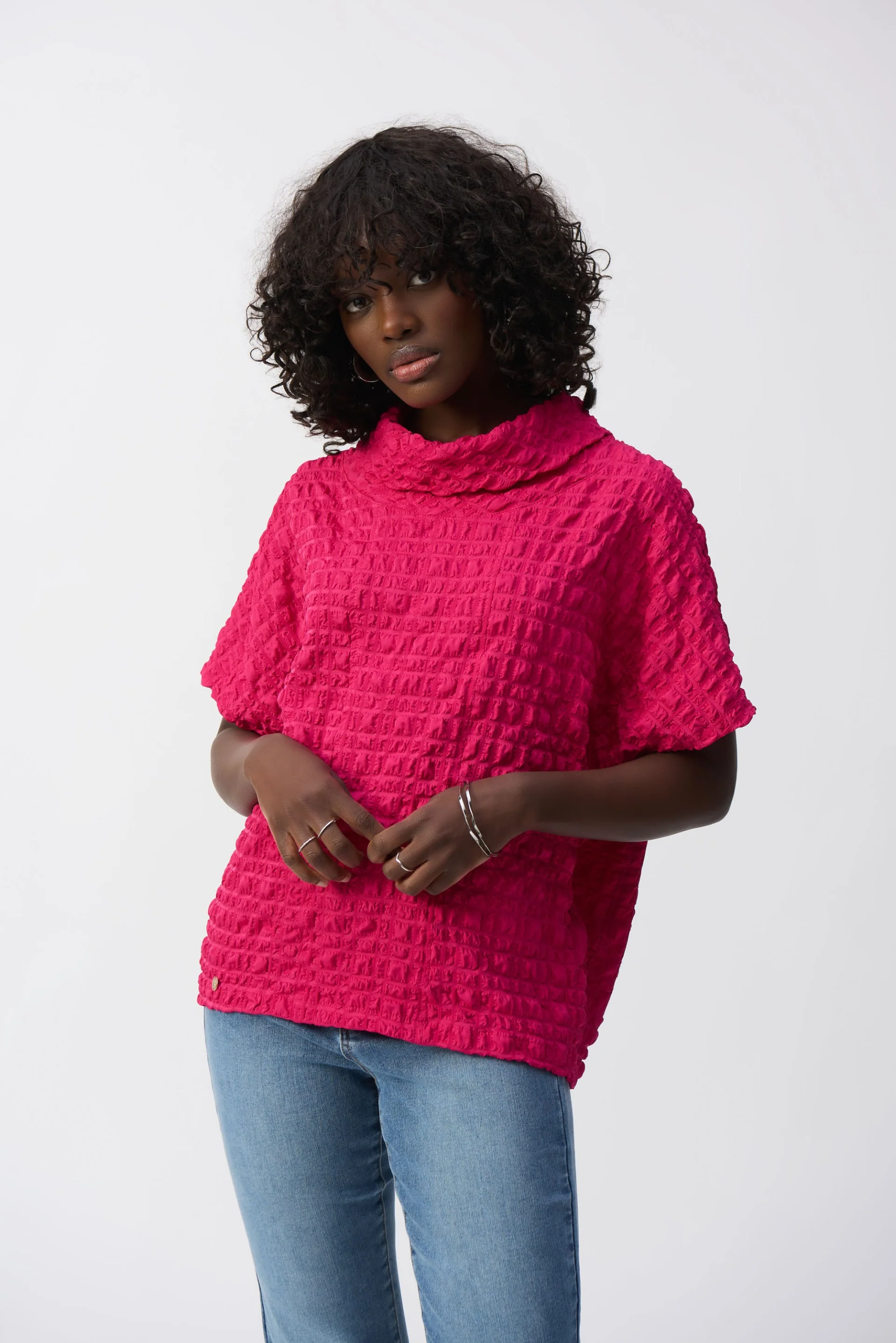 Joseph Ribkoff Bubble Jacquard Boxy Top Style 251279