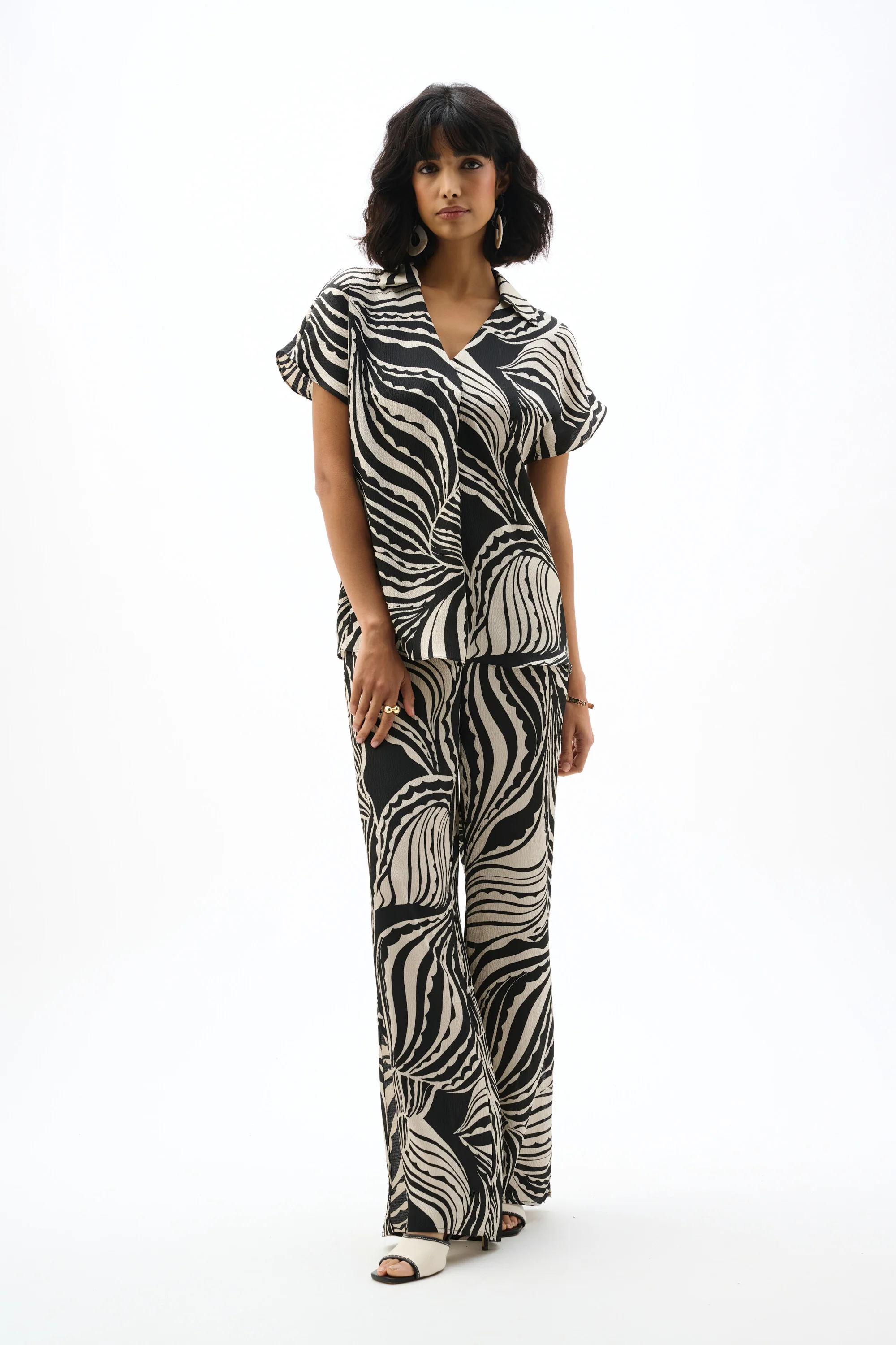 Joseph Ribkoff Bubble Satin Abstract Print Boxy Top Style 262255 - Image 2