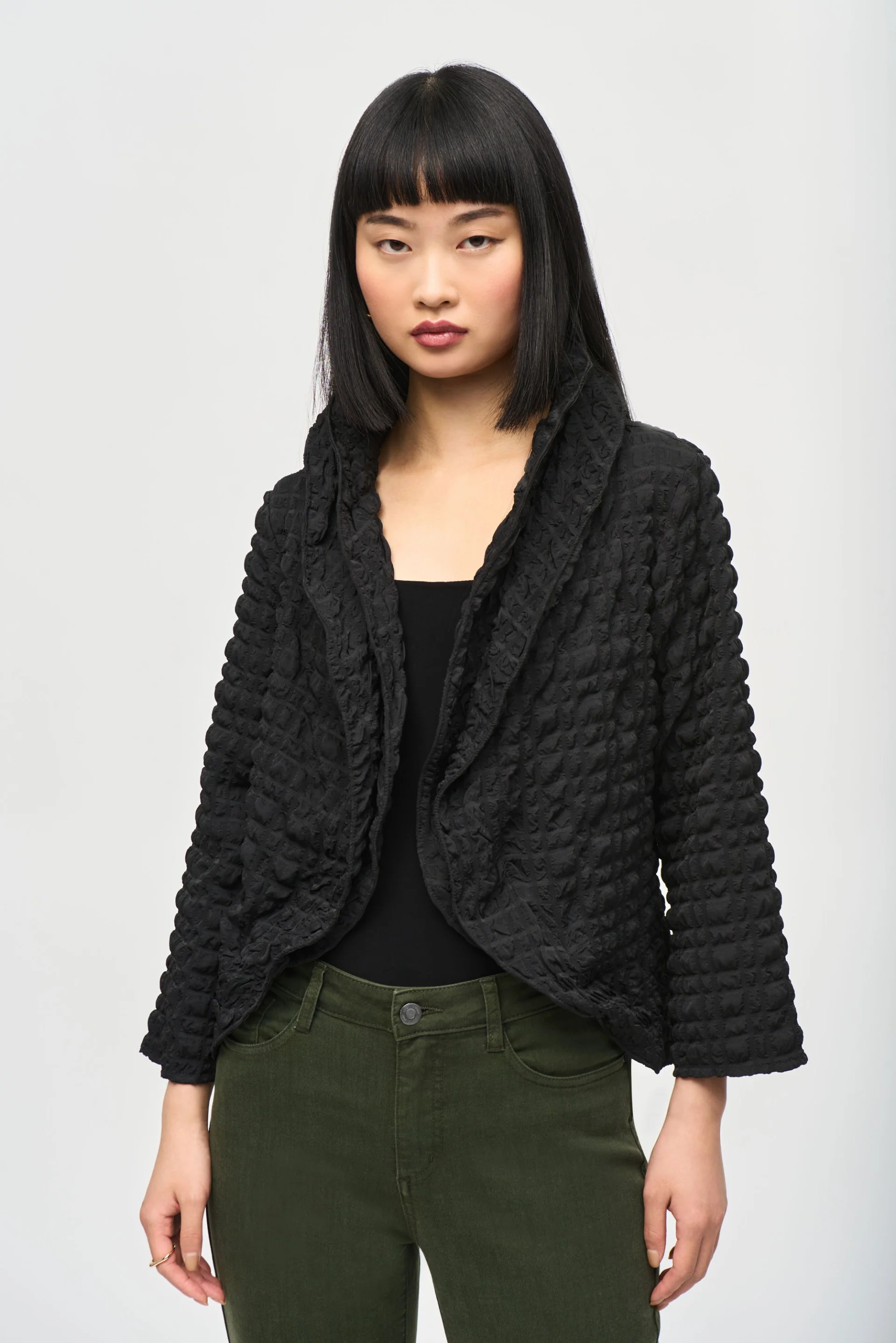 Joseph Ribkoff Bubble Woven Cropped Jacket Style 243084
