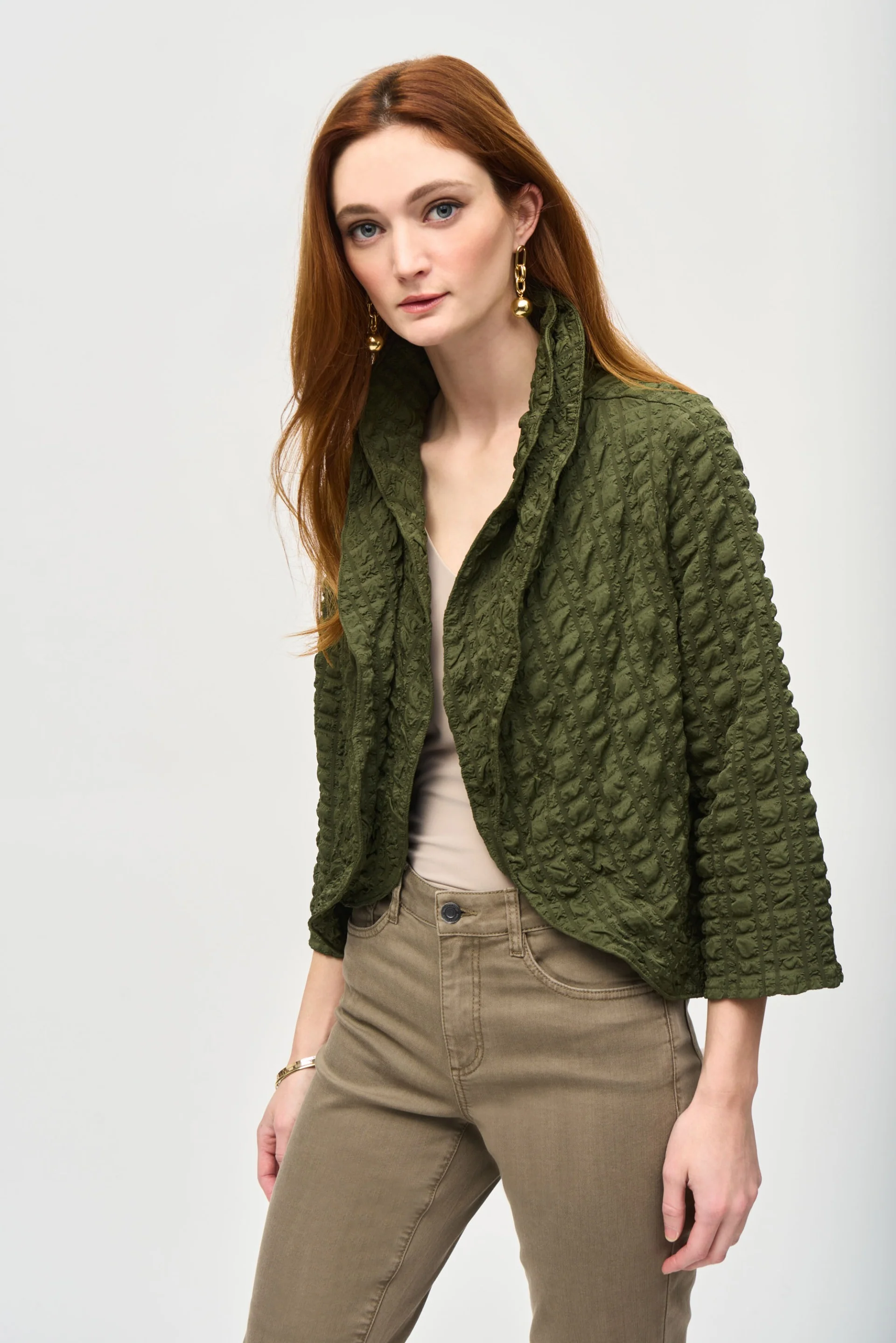 Joseph Ribkoff Bubble Woven Cropped Jacket Style 243084 - Image 5