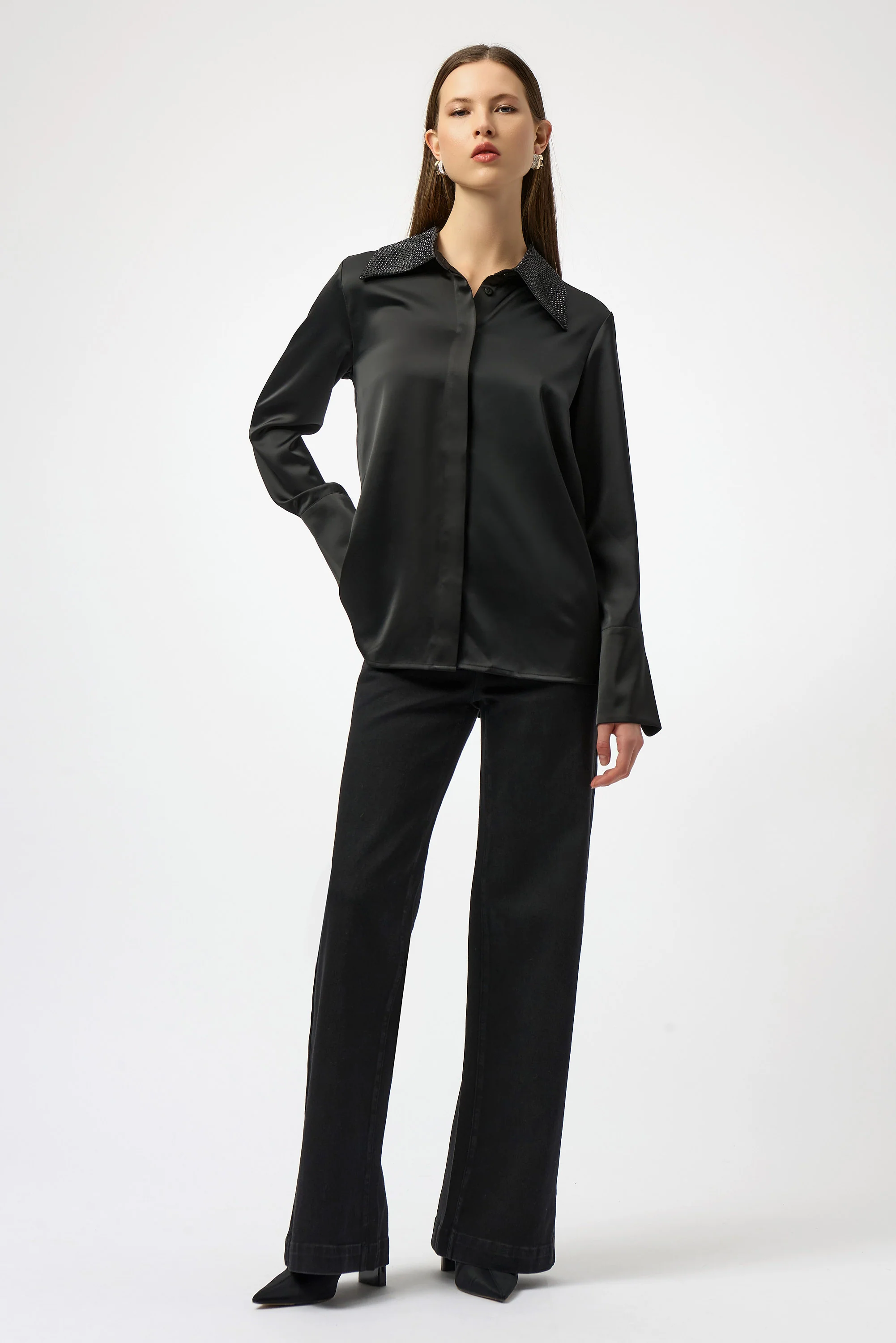 Joseph Ribkoff Button-Front Blouse with Embellished Collar Style 254926 - Image 2