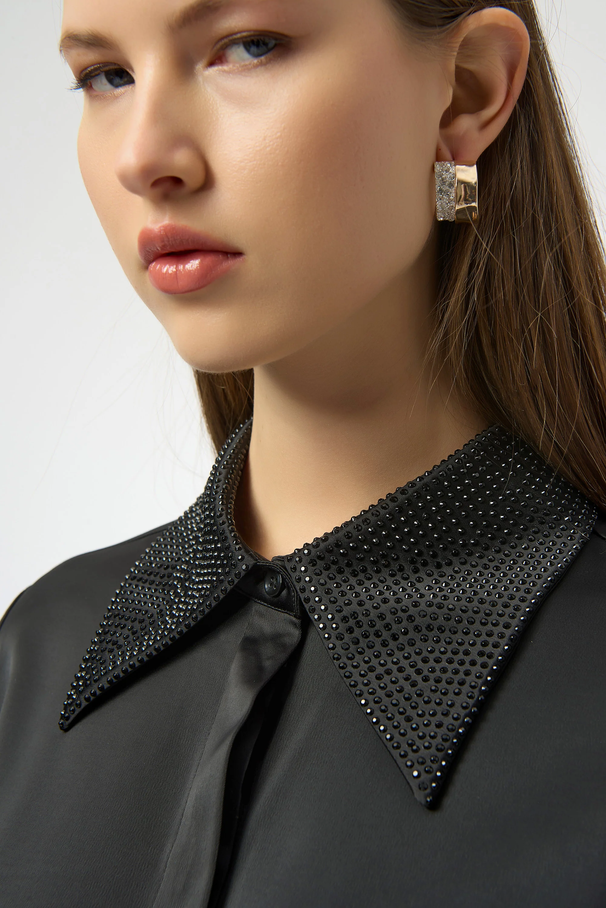Joseph Ribkoff Button-Front Blouse with Embellished Collar Style 254926 - Image 4