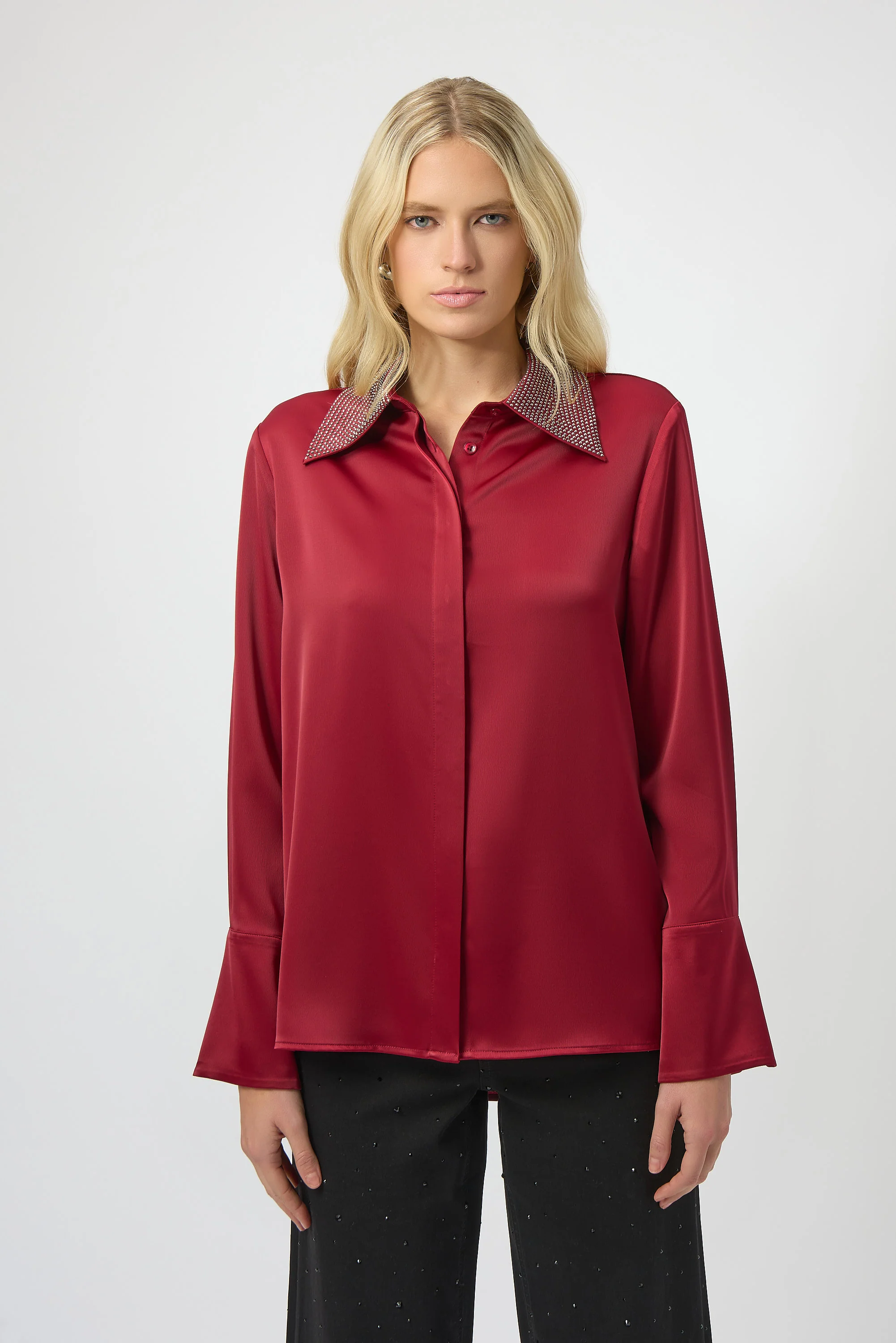 Joseph Ribkoff Button-Front Blouse with Embellished Collar Style 254926 - Image 5
