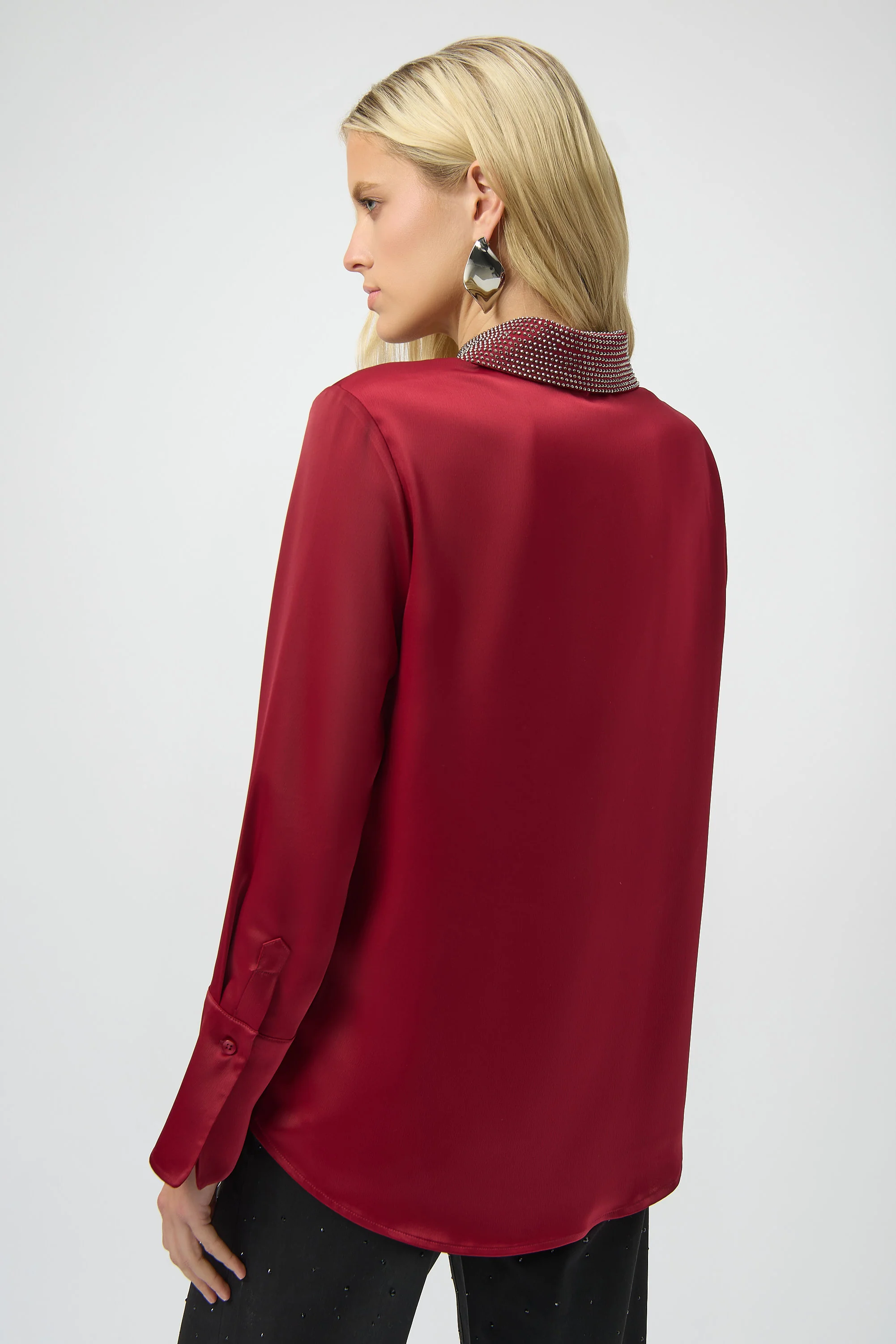 Joseph Ribkoff Button-Front Blouse with Embellished Collar Style 254926 - Image 7