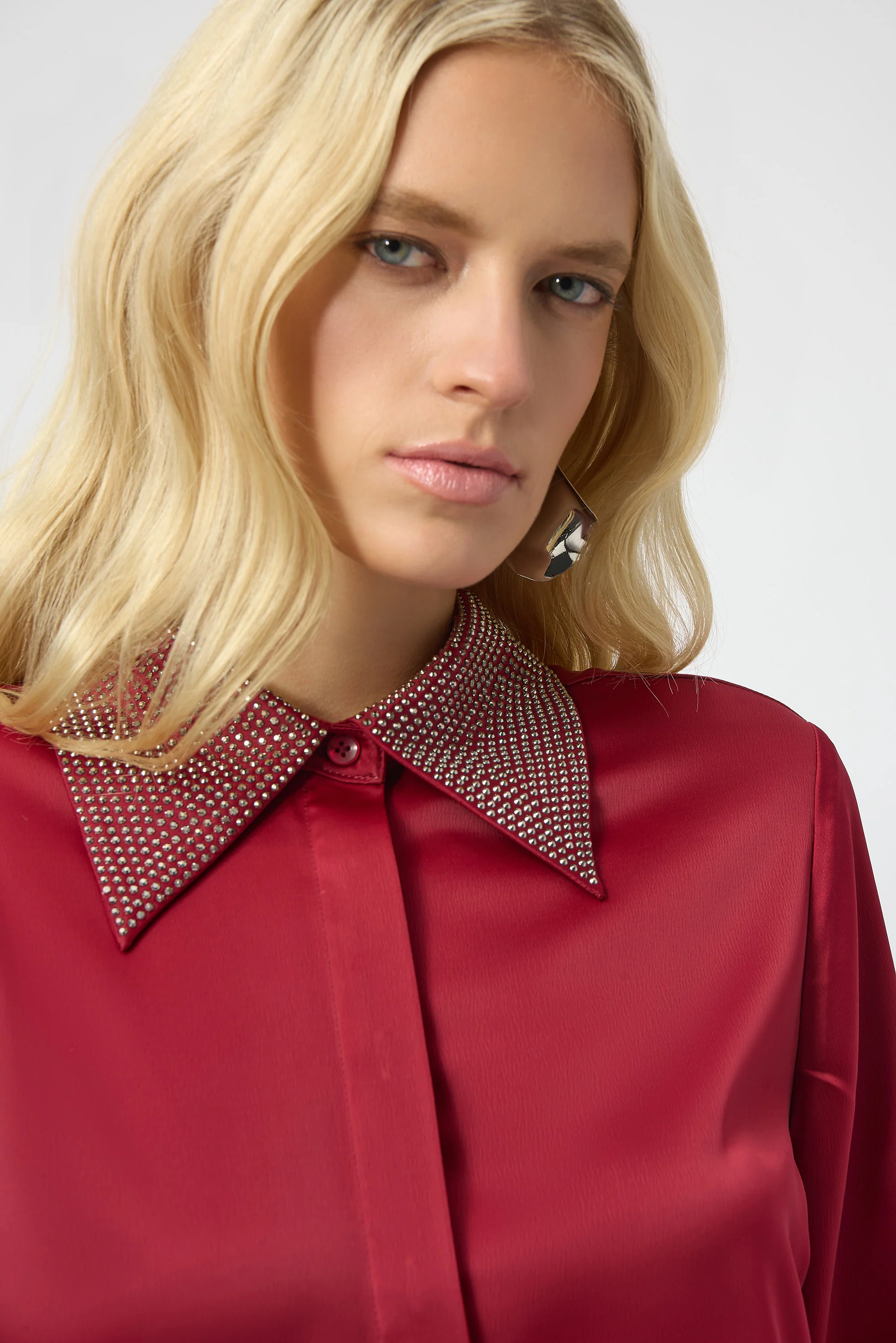 Joseph Ribkoff Button-Front Blouse with Embellished Collar Style 254926 - Image 8
