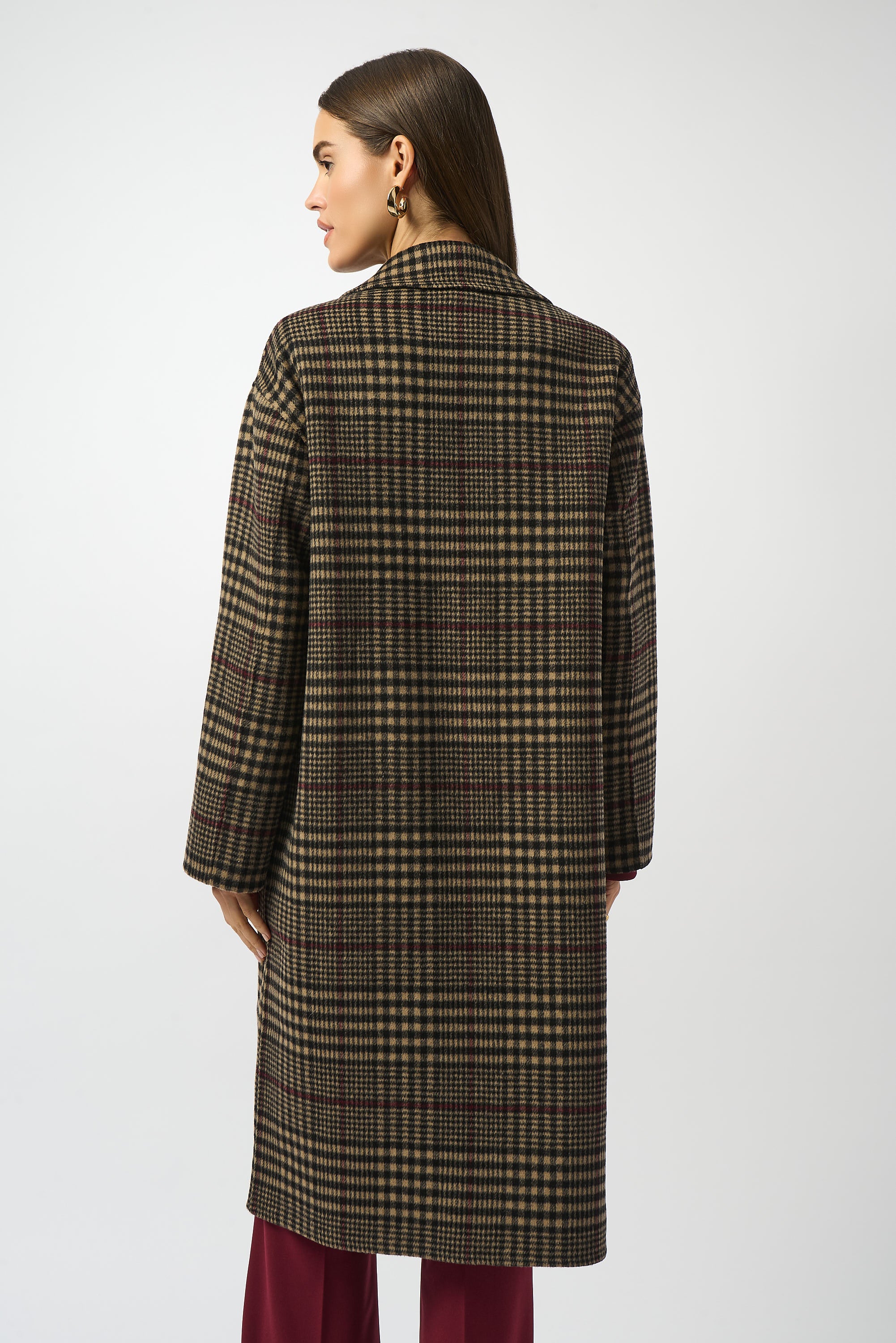 Joseph Ribkoff Camel/Multi Plaid Double-Faced Coat Style 253946 - Image 7