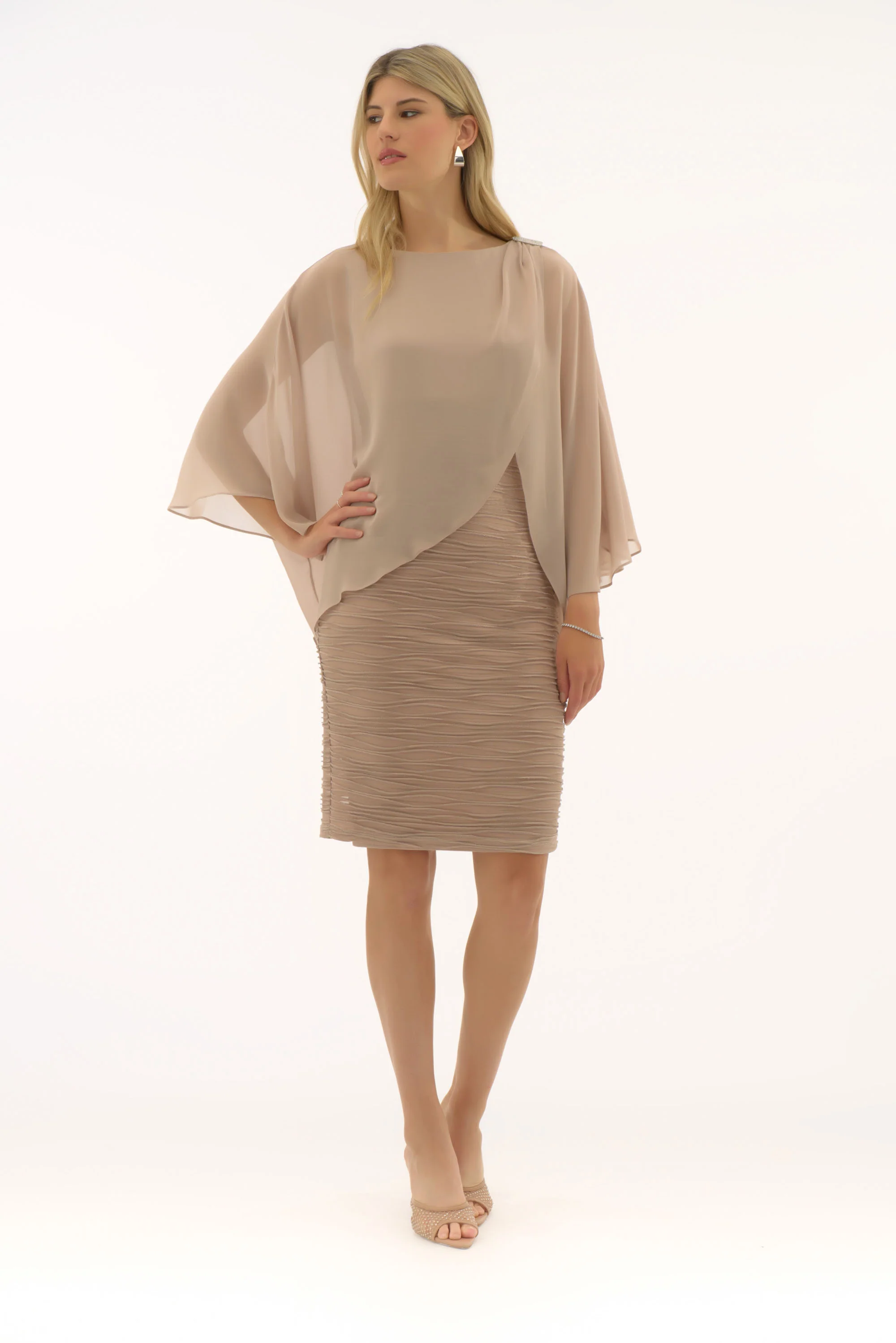 Joseph Ribkoff Cascade and Chiffon Sheath Dress Style 251720 - Image 6