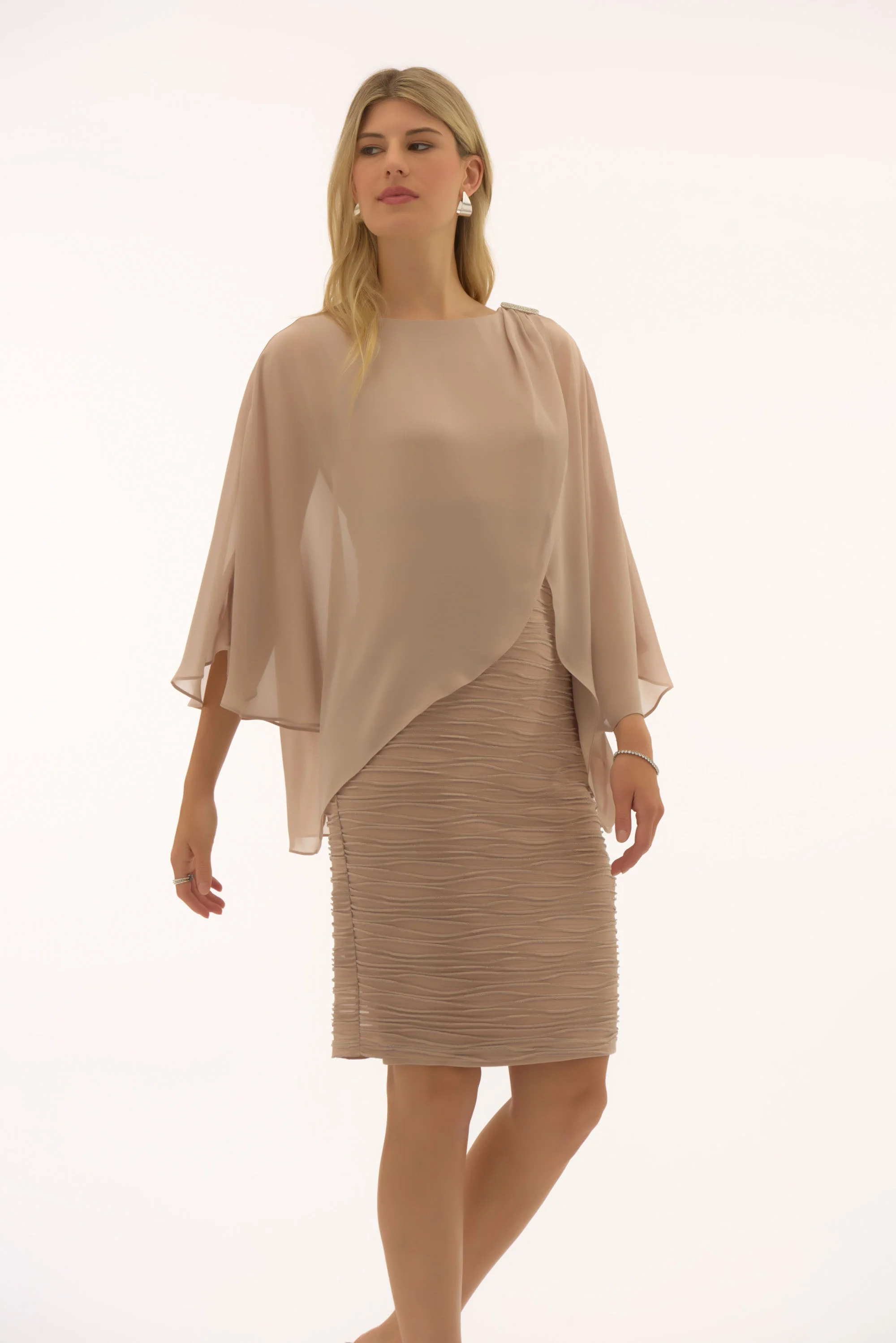 Joseph Ribkoff Cascade and Chiffon Sheath Dress Style 251720 - Image 8