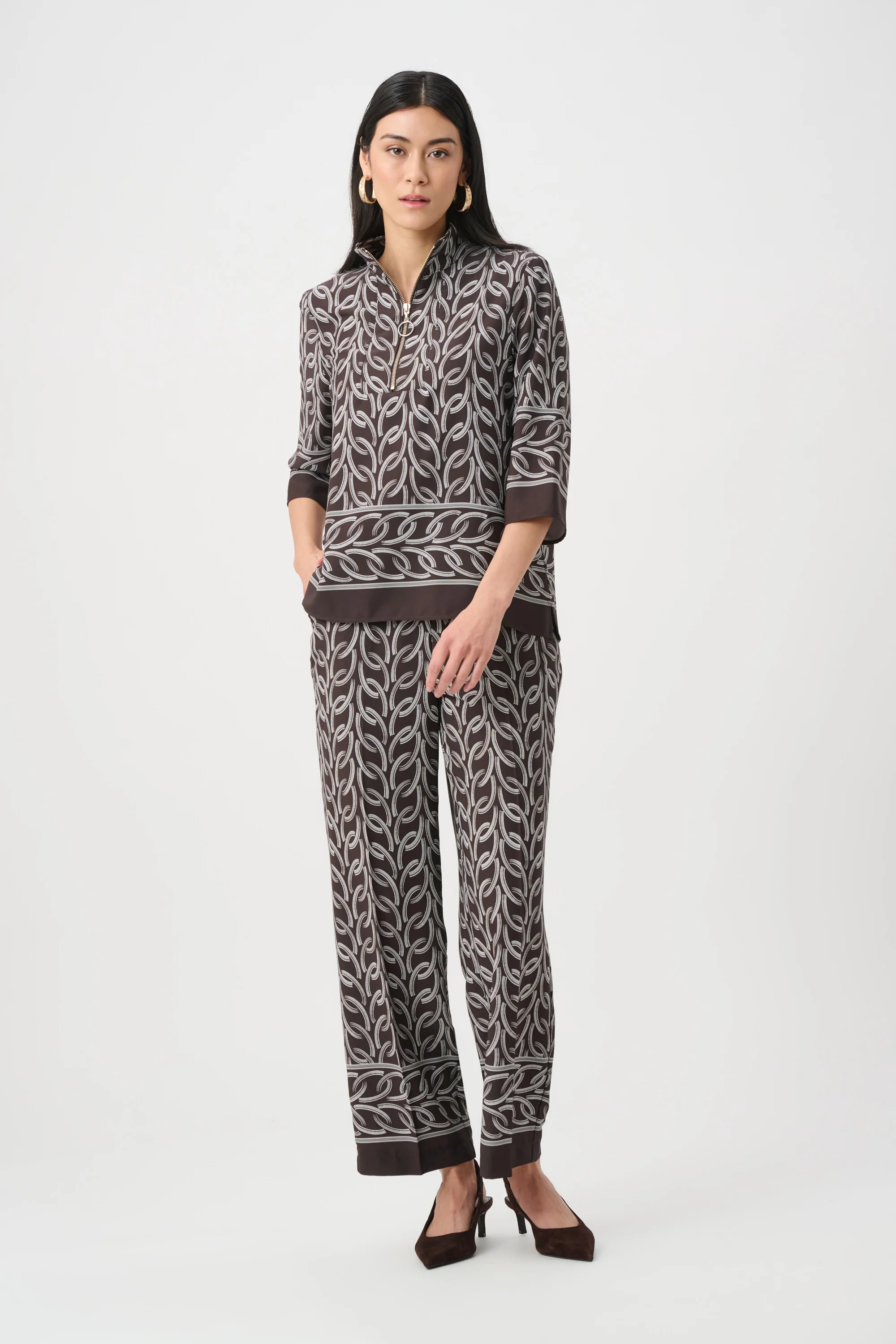 Joseph Ribkoff Chain Print Pull-On Pants Style 263058 - Image 2