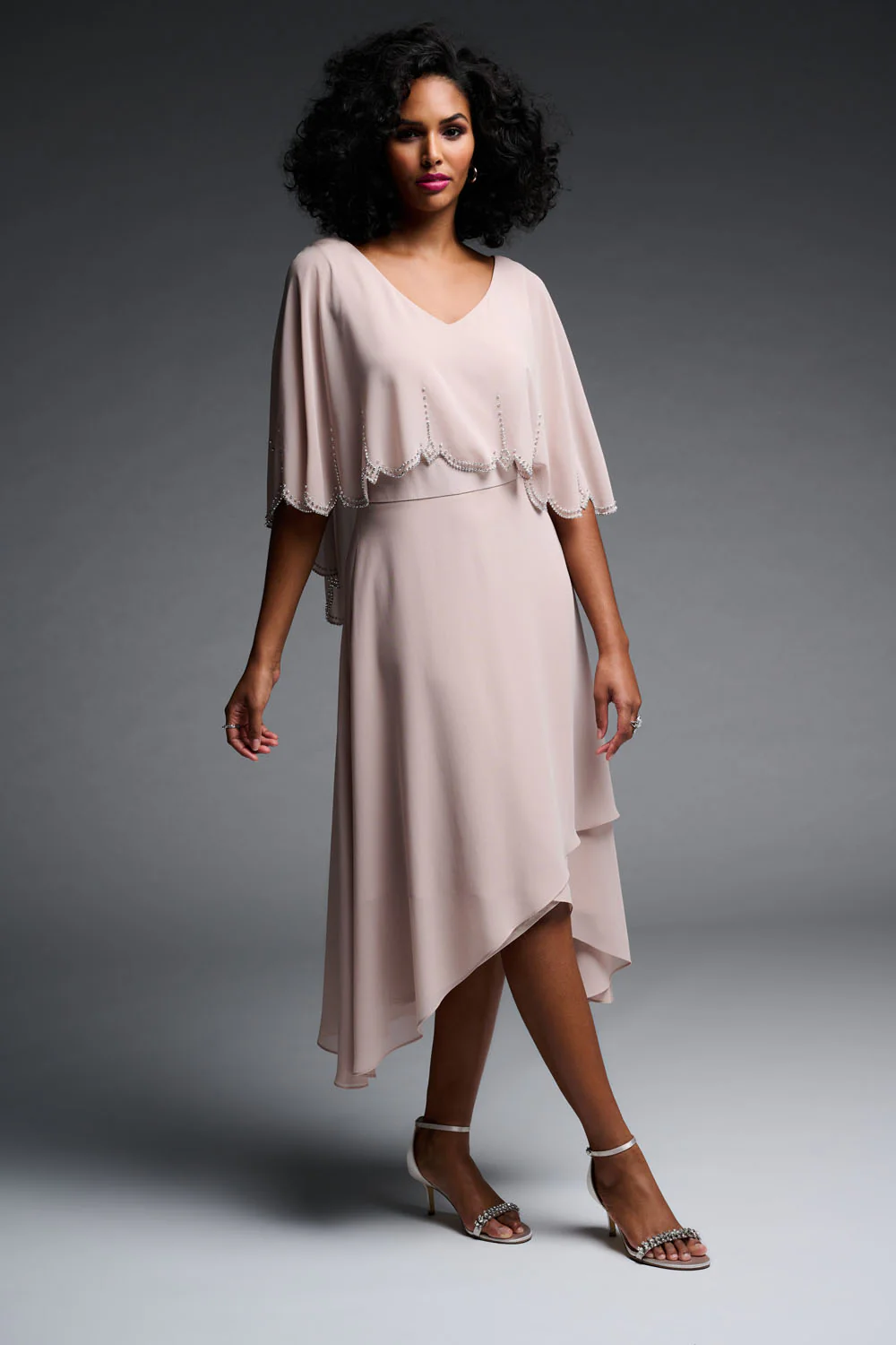 Joseph Ribkoff Sand Chiffon Overlay Dress Style 223730