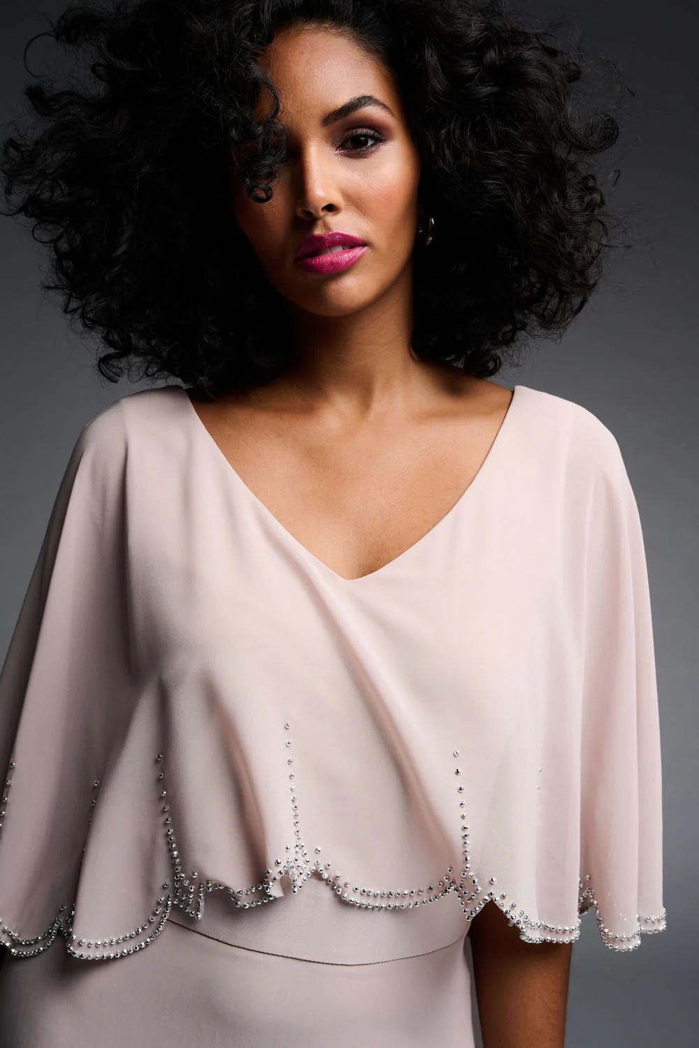 Joseph Ribkoff Sand Chiffon Overlay Dress Style 223730 - Image 3