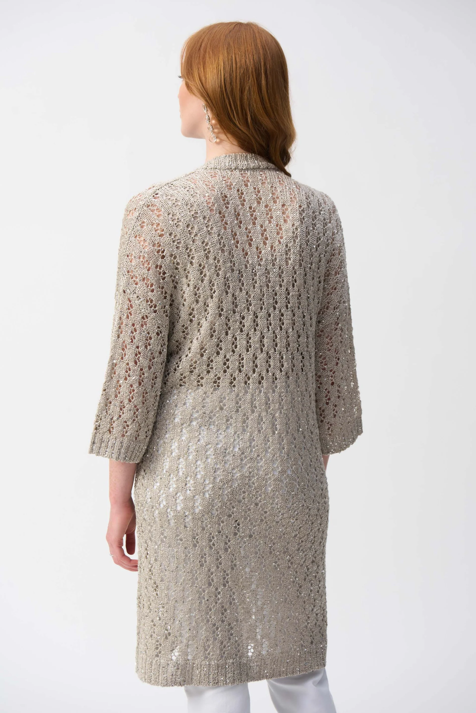 Joseph Ribkoff Champagne Sequined Cover-Up Style 251929 - Image 4