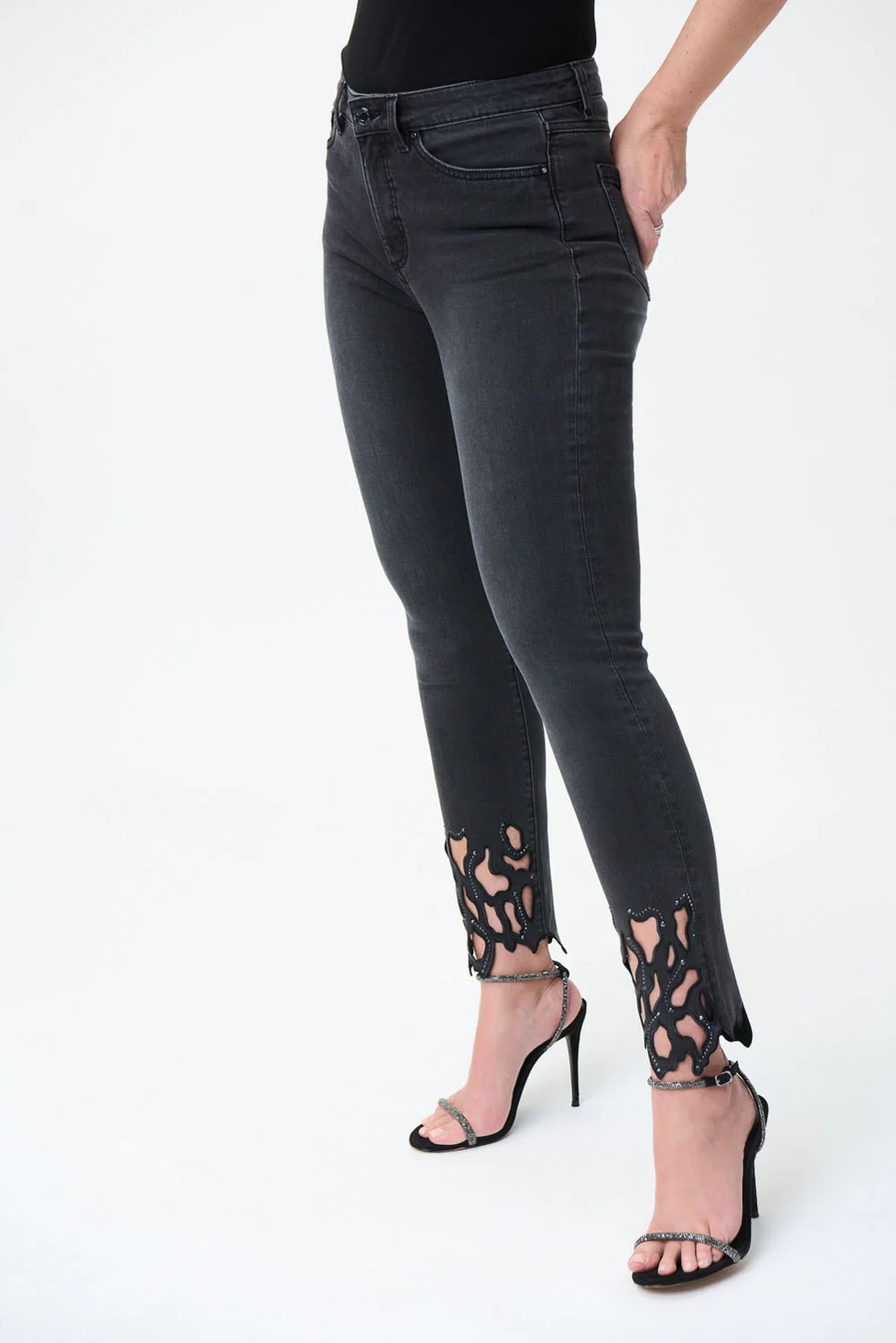 Joseph Ribkoff Charcoal Denim Pants Style 224923 - Image 2