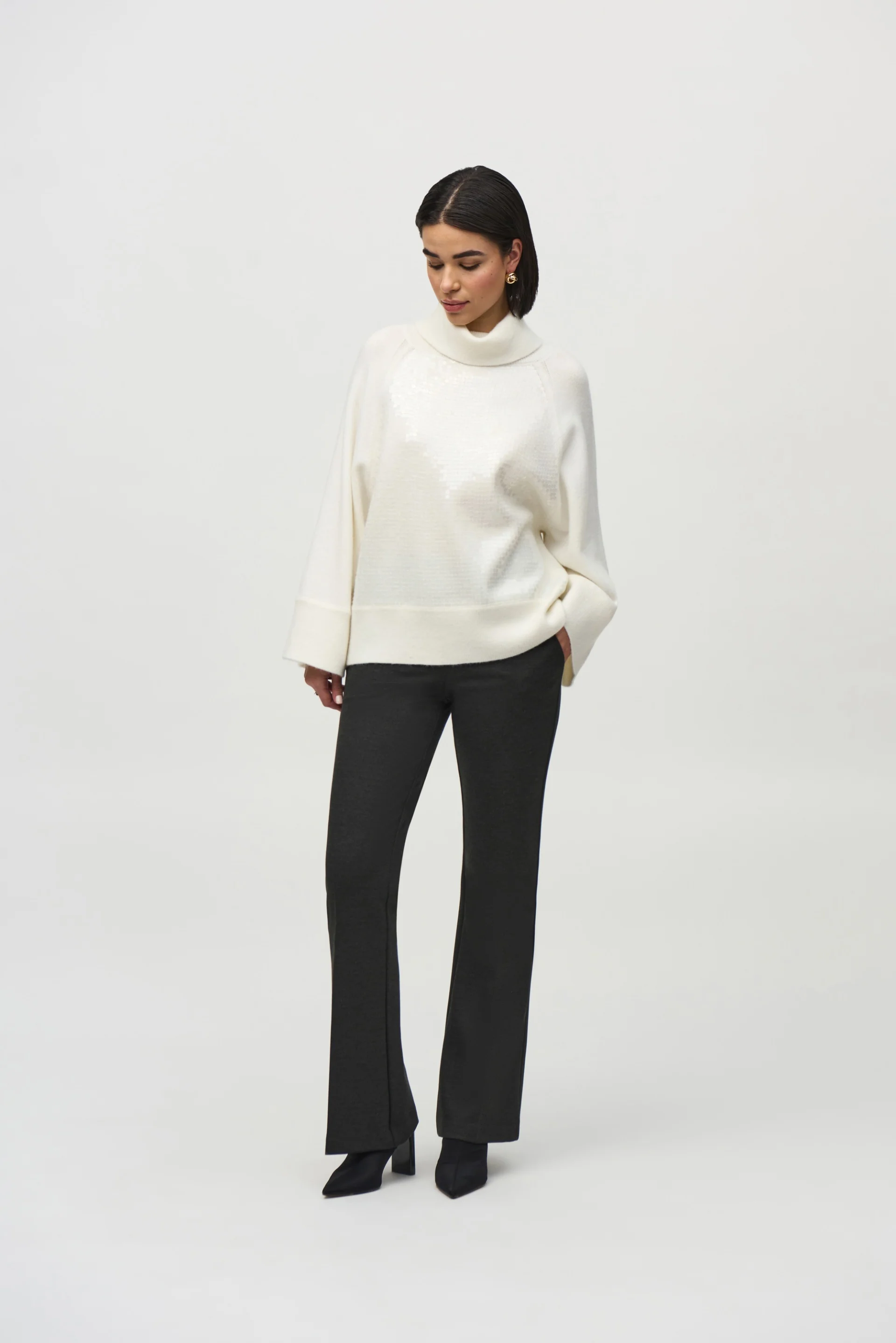 Joseph Ribkoff Charcoal Flared Pull-On Pants Style 244008 - Image 2