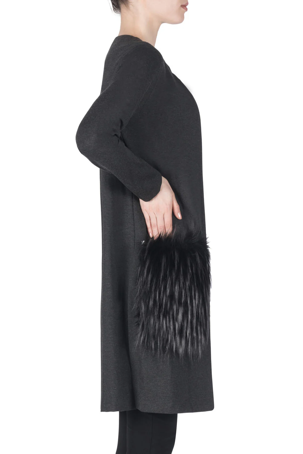 Joseph Ribkoff Charcoal Gray/Black Coat Style 183333 - Image 2