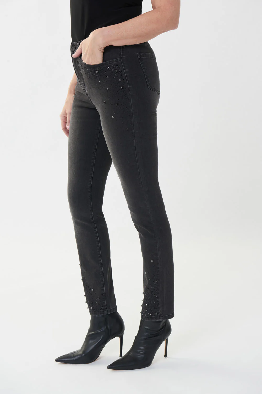 Joseph Ribkoff Charcoal Grey Denim Pants Style 223925 - Image 2