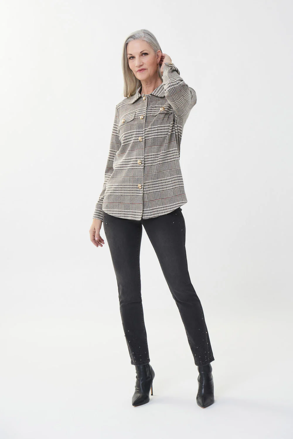 Joseph Ribkoff Charcoal Grey Denim Pants Style 223925 - Image 5
