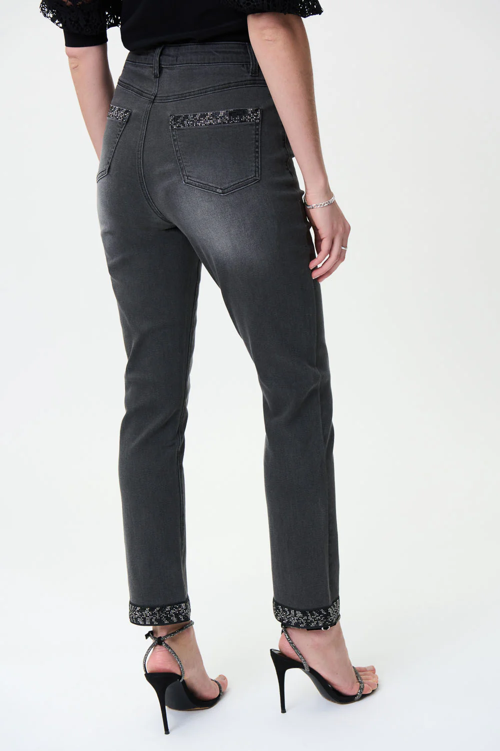 Joseph Ribkoff Charcoal Grey Denim Pants Style 224953 - Image 2