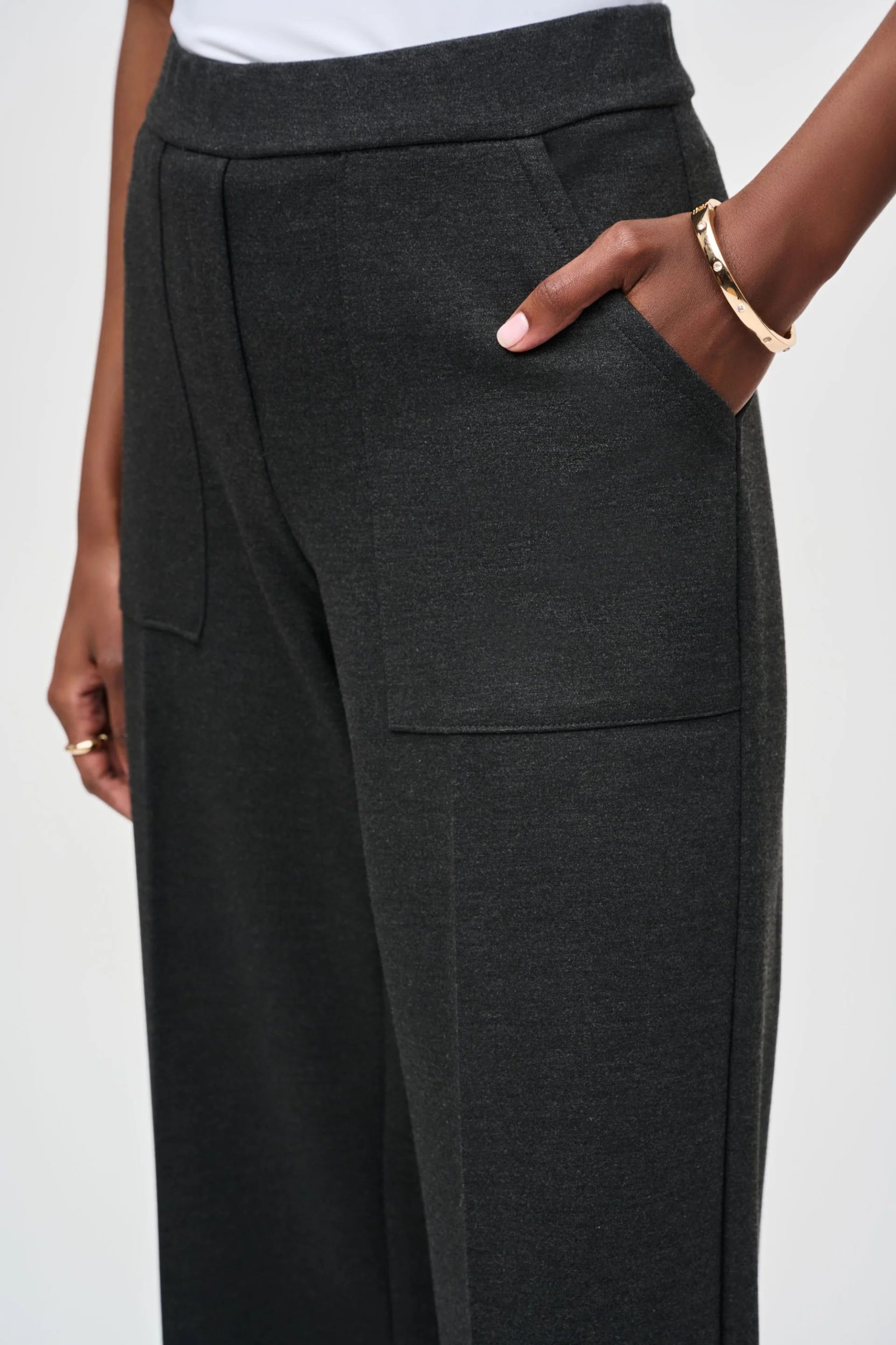 Joseph Ribkoff Charcoal Grey Pull-On Culotte Pants Style 243259 - Image 3