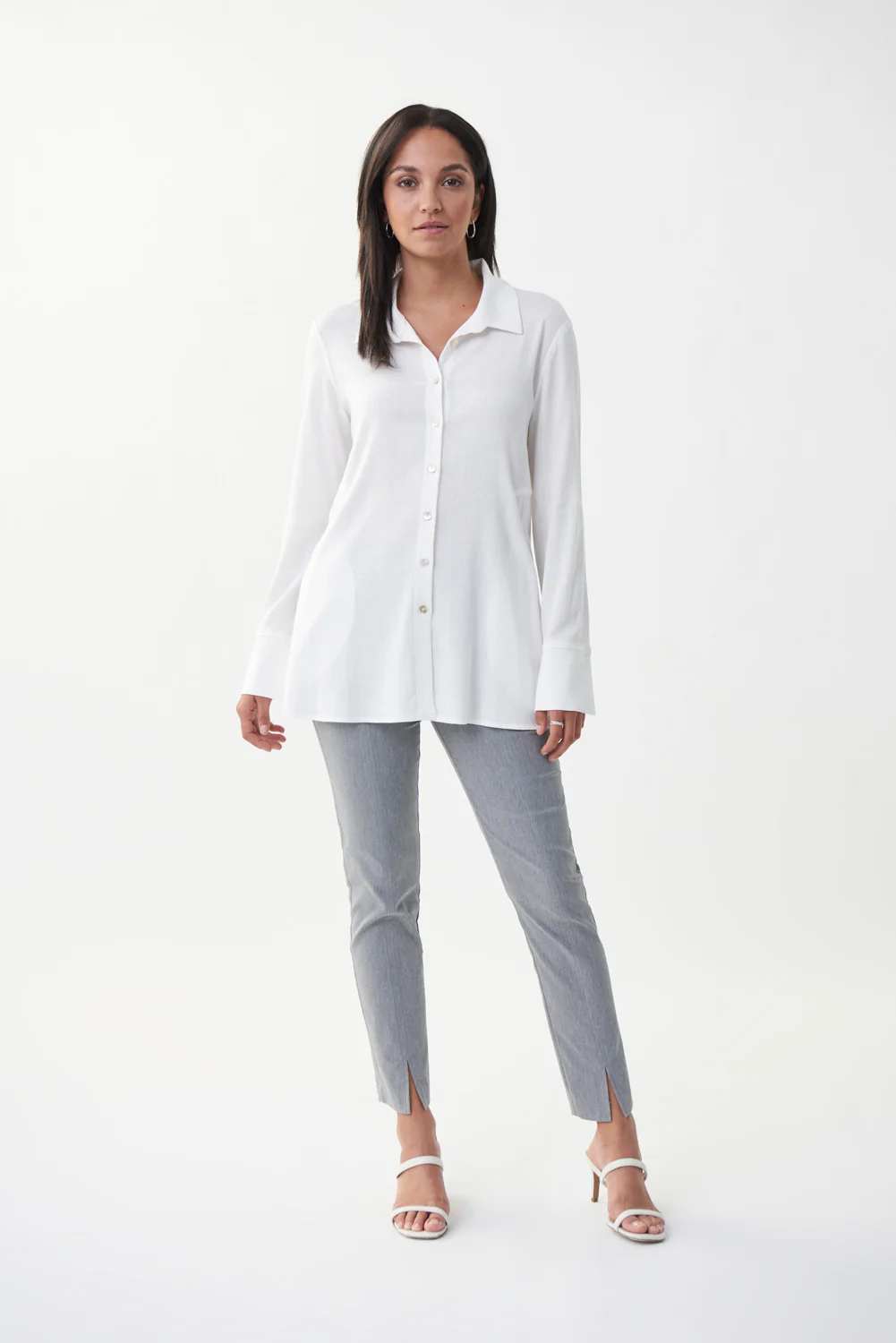 Joseph Ribkoff Charcoal Grey Slit Cuff Pant Style 222246