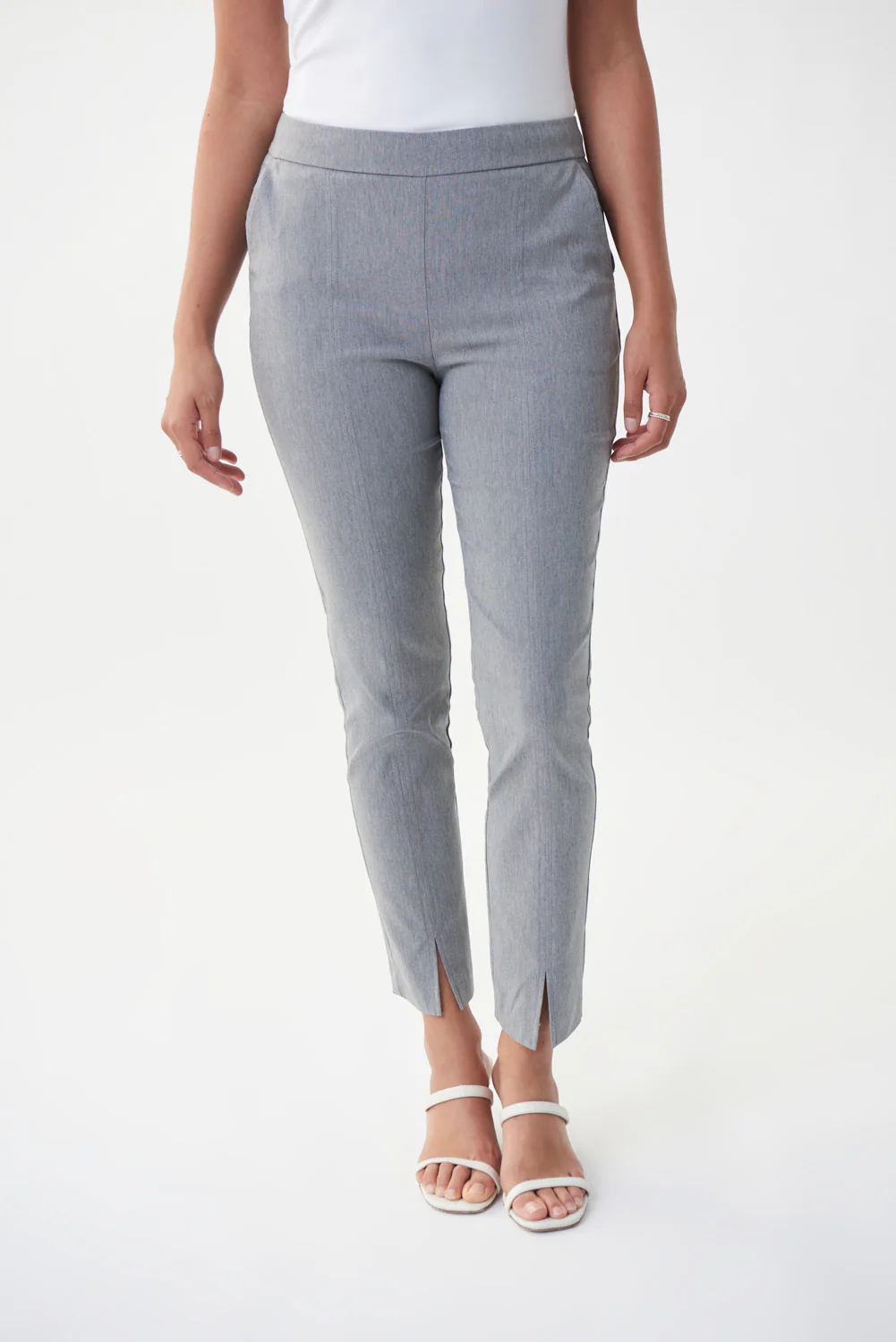 Joseph Ribkoff Charcoal Grey Slit Cuff Pant Style 222246 - Image 3