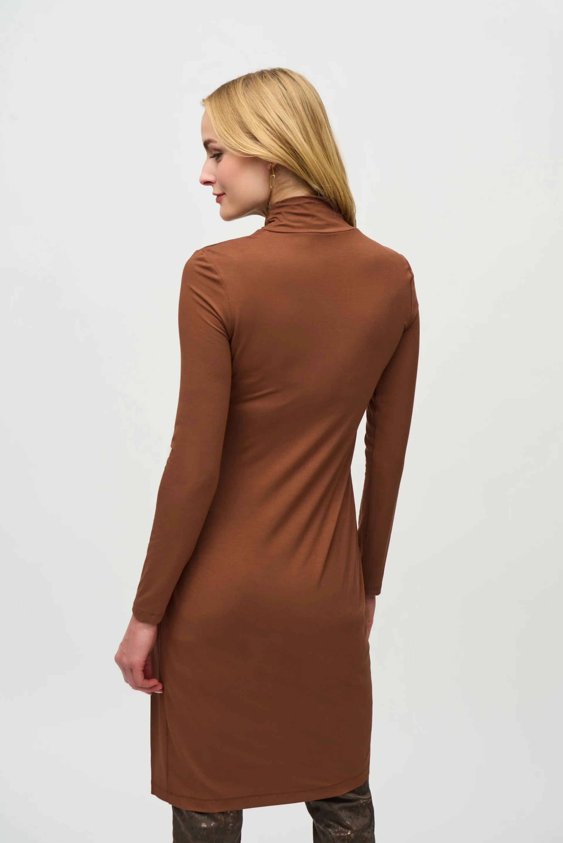 Joseph Ribkoff Chestnut Fitted Turtleneck Tunic Style 244164 - Image 3