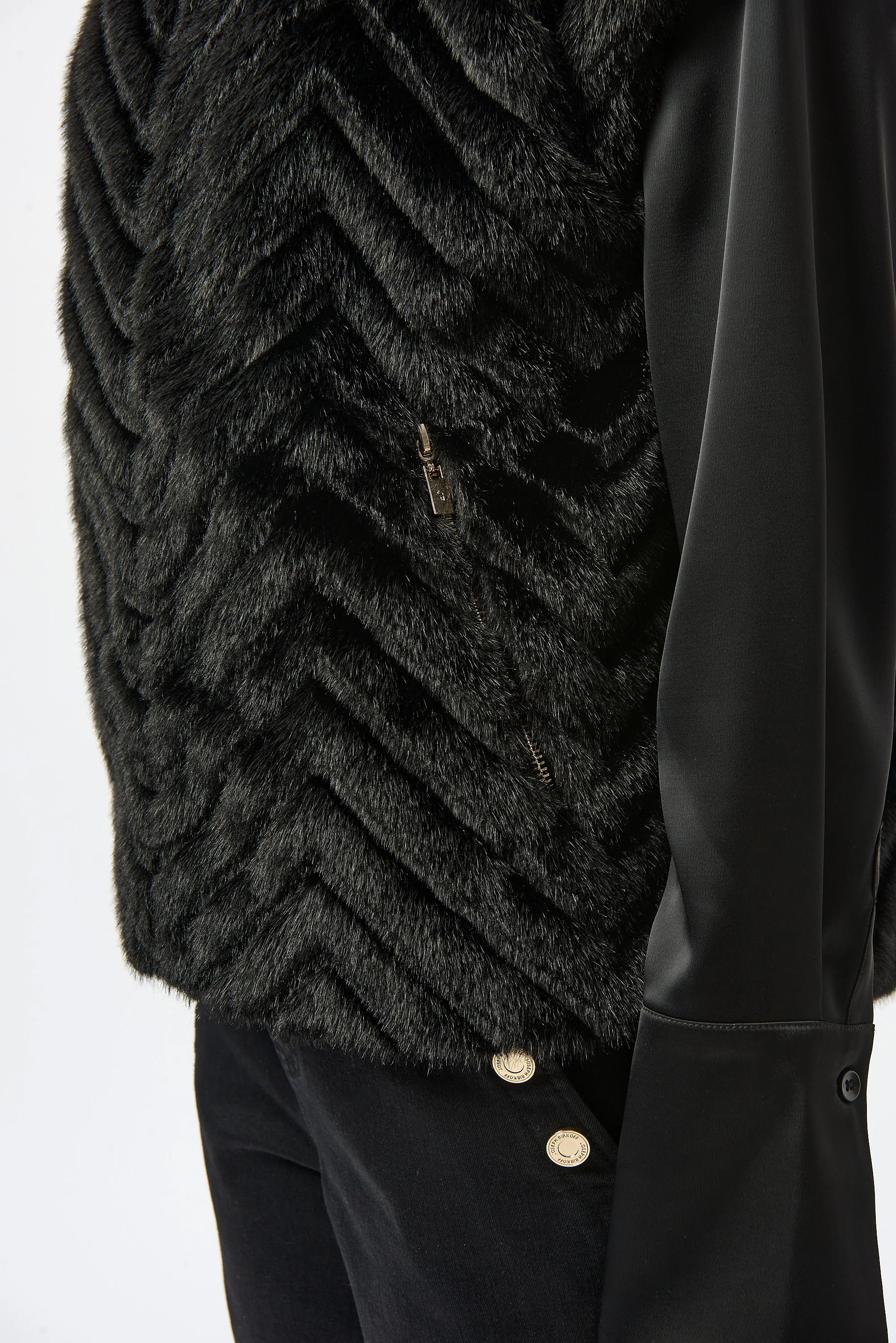 Joseph Ribkoff Chevron Faux Fur Mock Neck Vest Style 254906 - Image 10