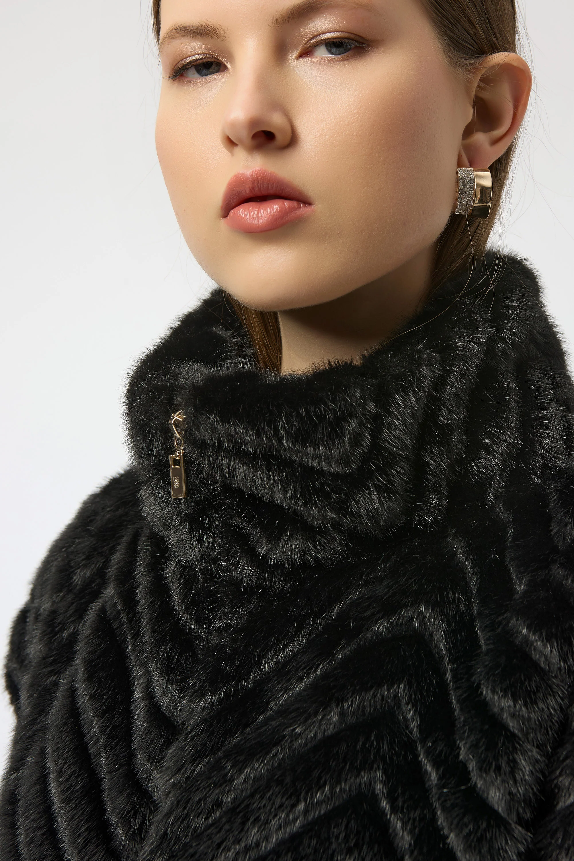 Joseph Ribkoff Chevron Faux Fur Mock Neck Vest Style 254906 - Image 13