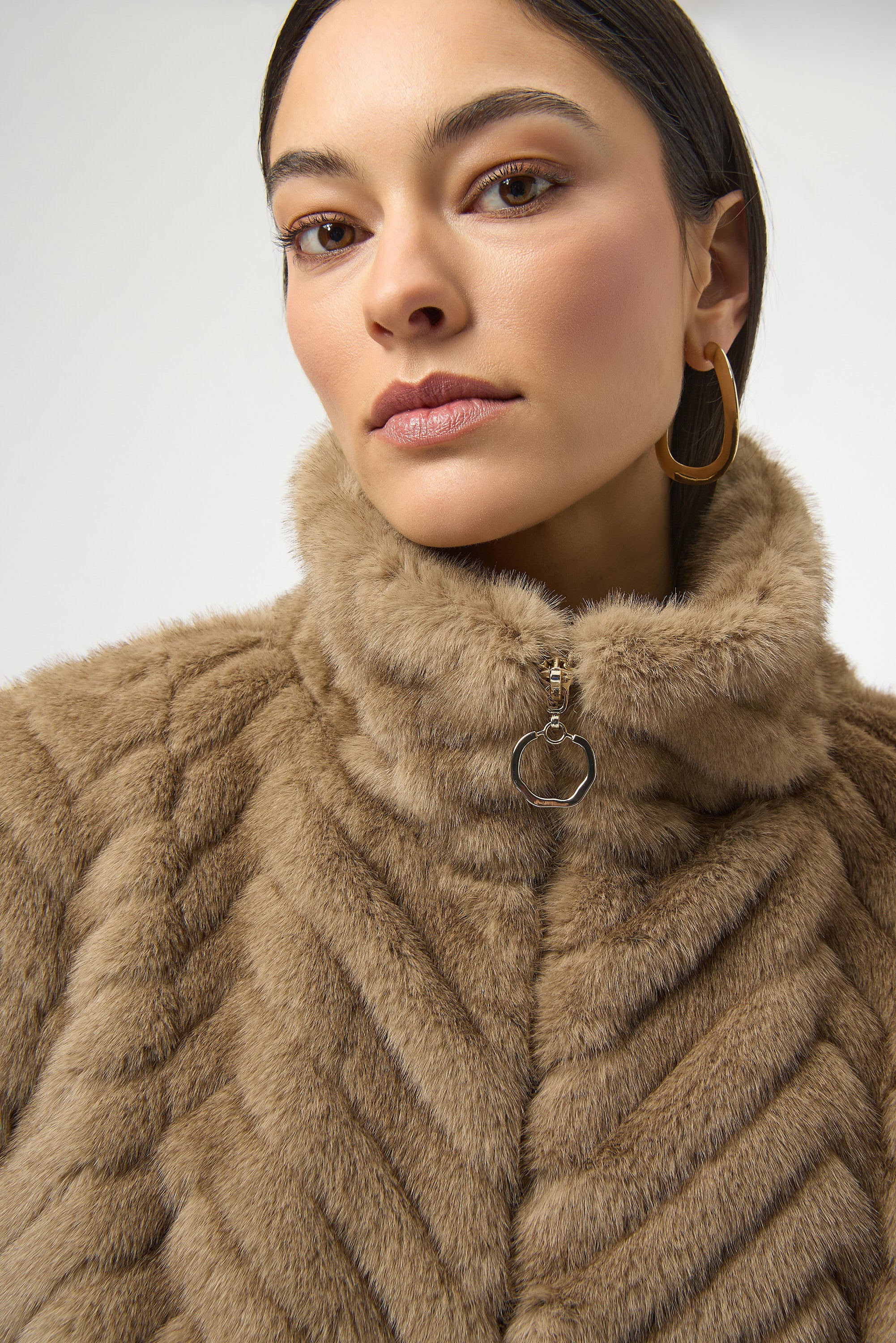 Joseph Ribkoff Chevron Faux Fur Mock Neck Vest Style 254906 - Image 6