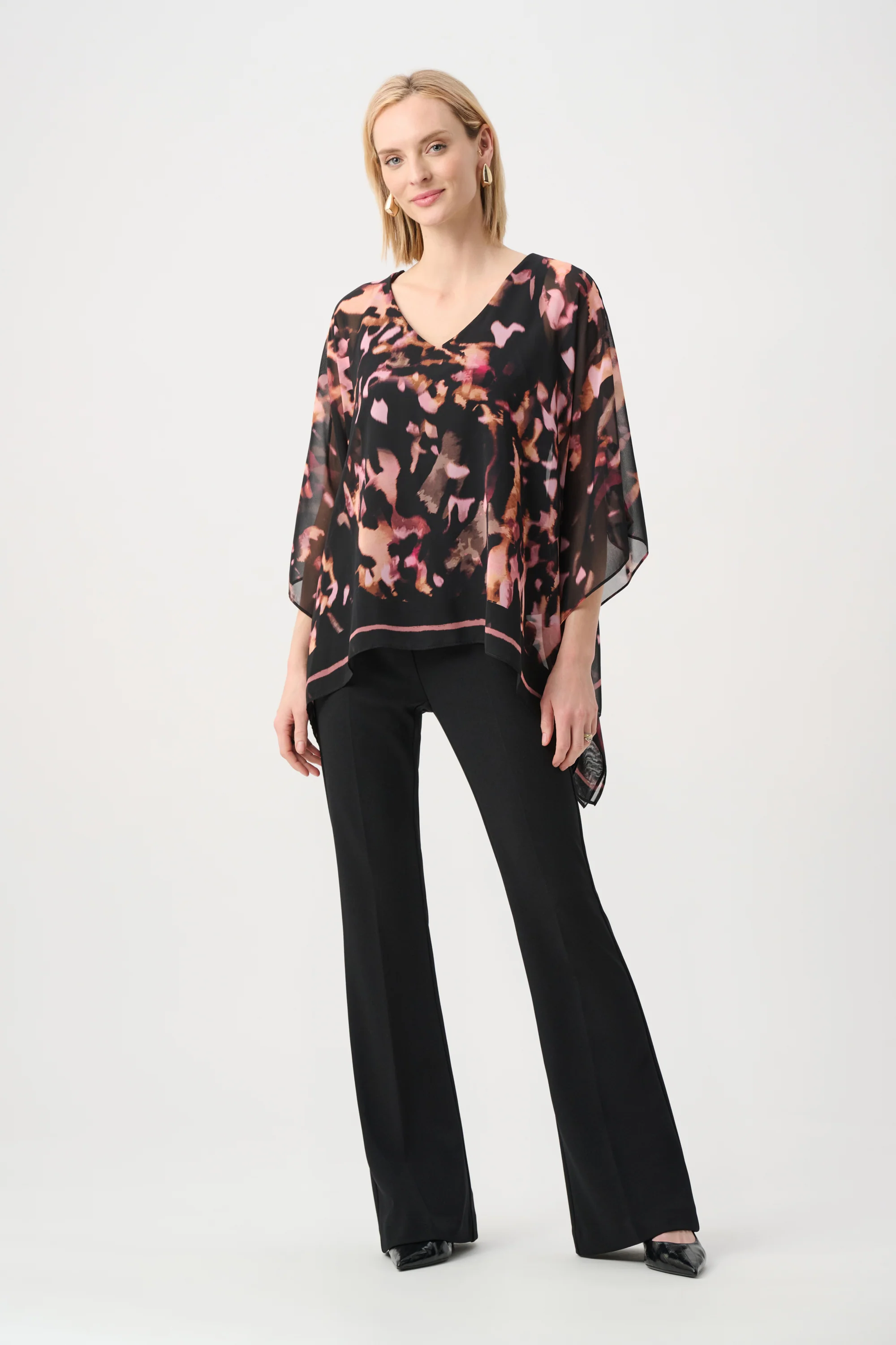Joseph Ribkoff Chiffon Abstract Poncho Top Style 263029 - Image 2