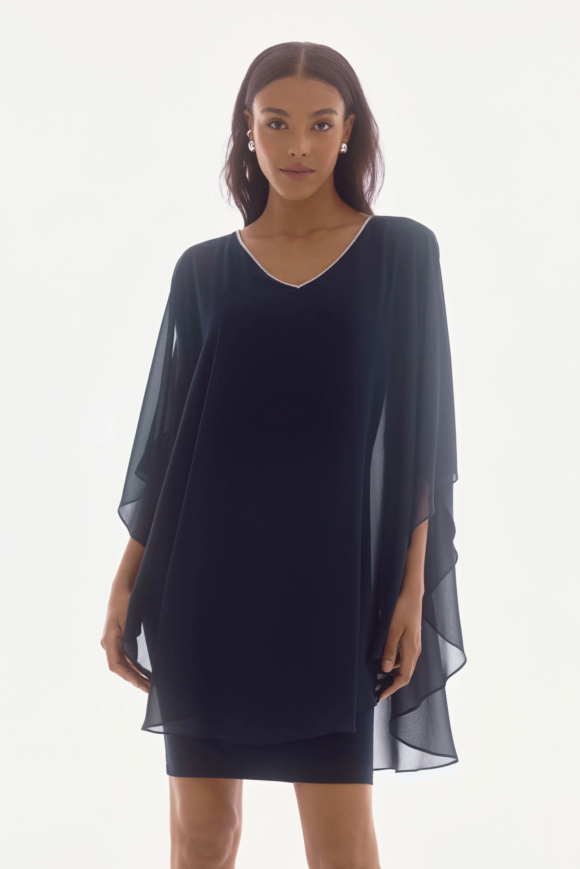 Joseph Ribkoff Chiffon and Silky Knit Layered Dress Style 251746 - Image 2