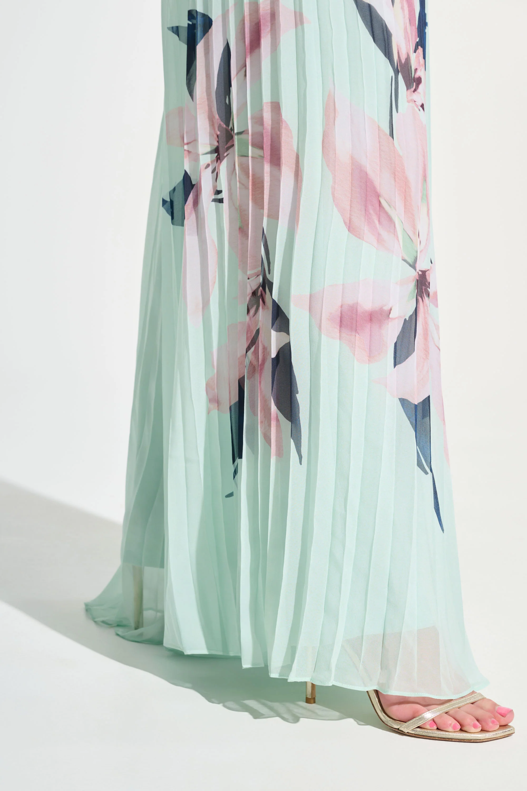 Joseph Ribkoff Chiffon Floral Print Pleated Wide Leg Pants Style 262718 - Image 4