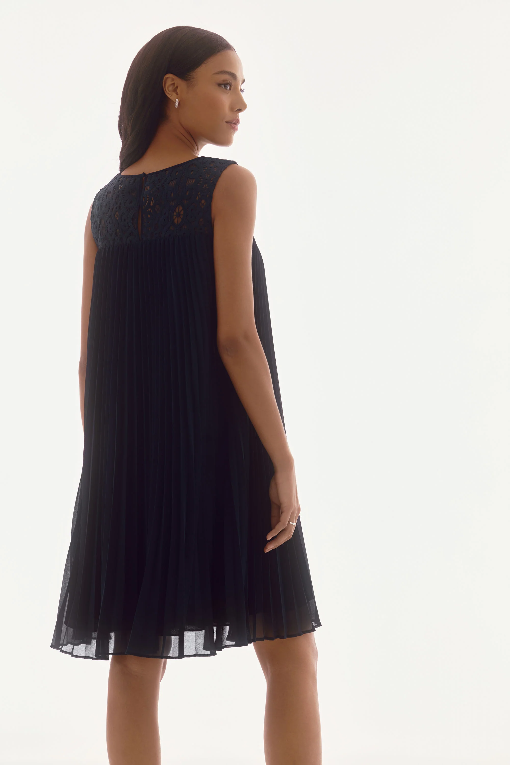Joseph Ribkoff Chiffon & Lace Sleeveless Pleated Dress Style 251767 - Image 4