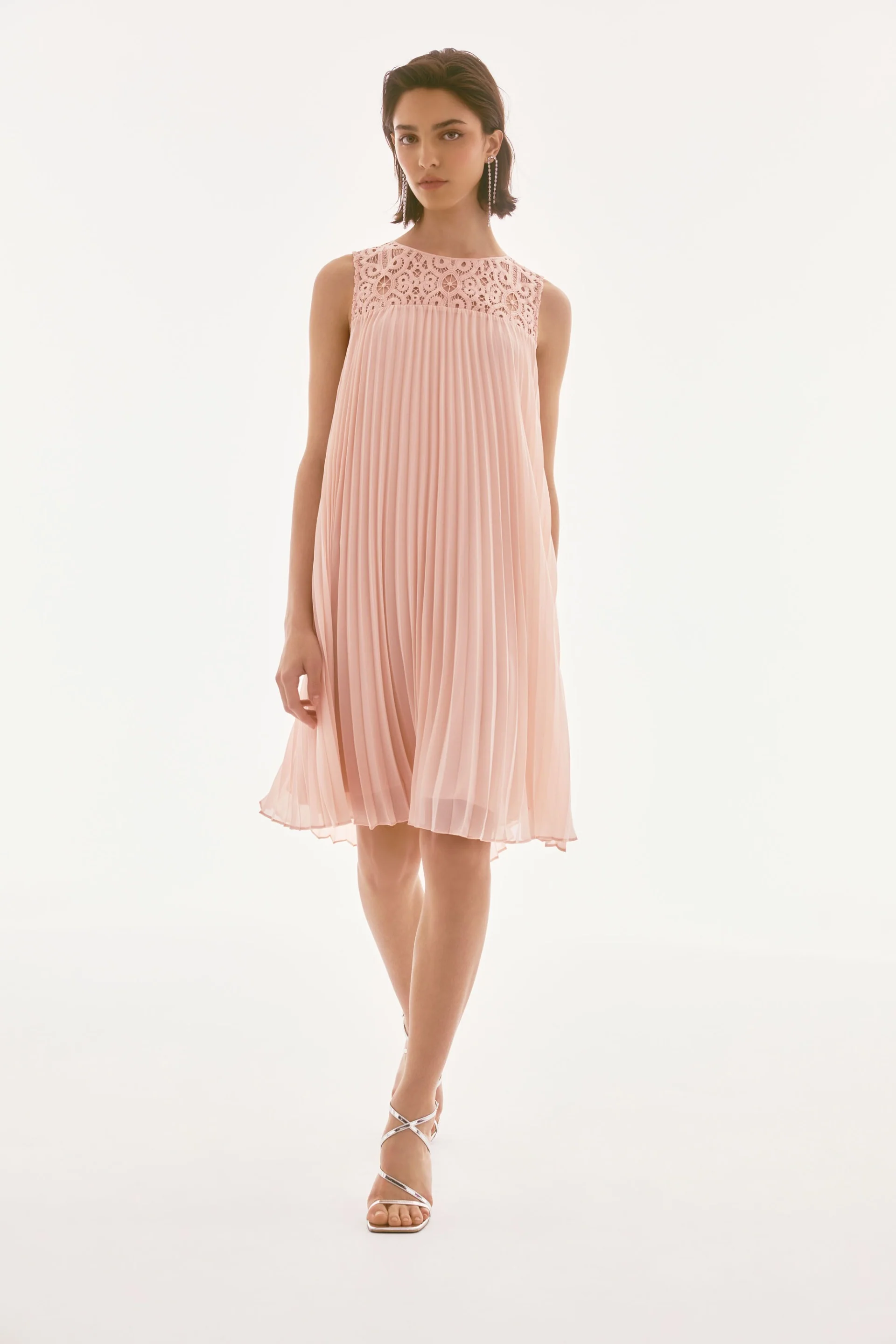 Joseph Ribkoff Chiffon & Lace Sleeveless Pleated Dress Style 251767 - Image 5