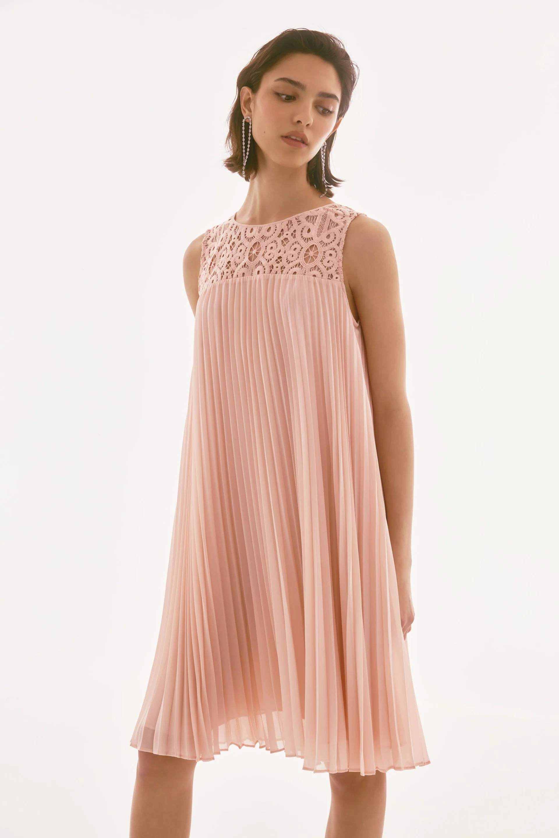 Joseph Ribkoff Chiffon & Lace Sleeveless Pleated Dress Style 251767 - Image 6