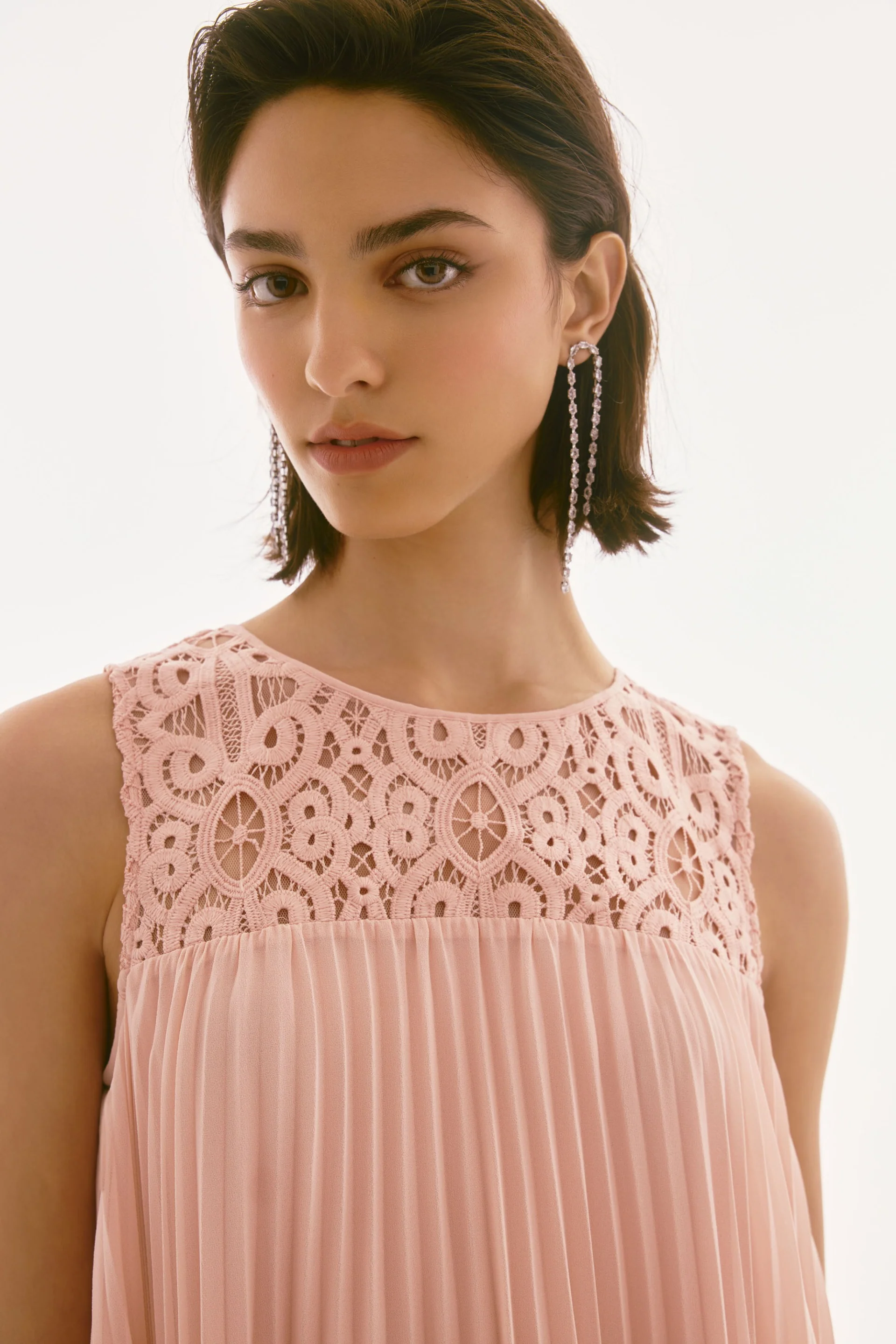 Joseph Ribkoff Chiffon & Lace Sleeveless Pleated Dress Style 251767 - Image 7