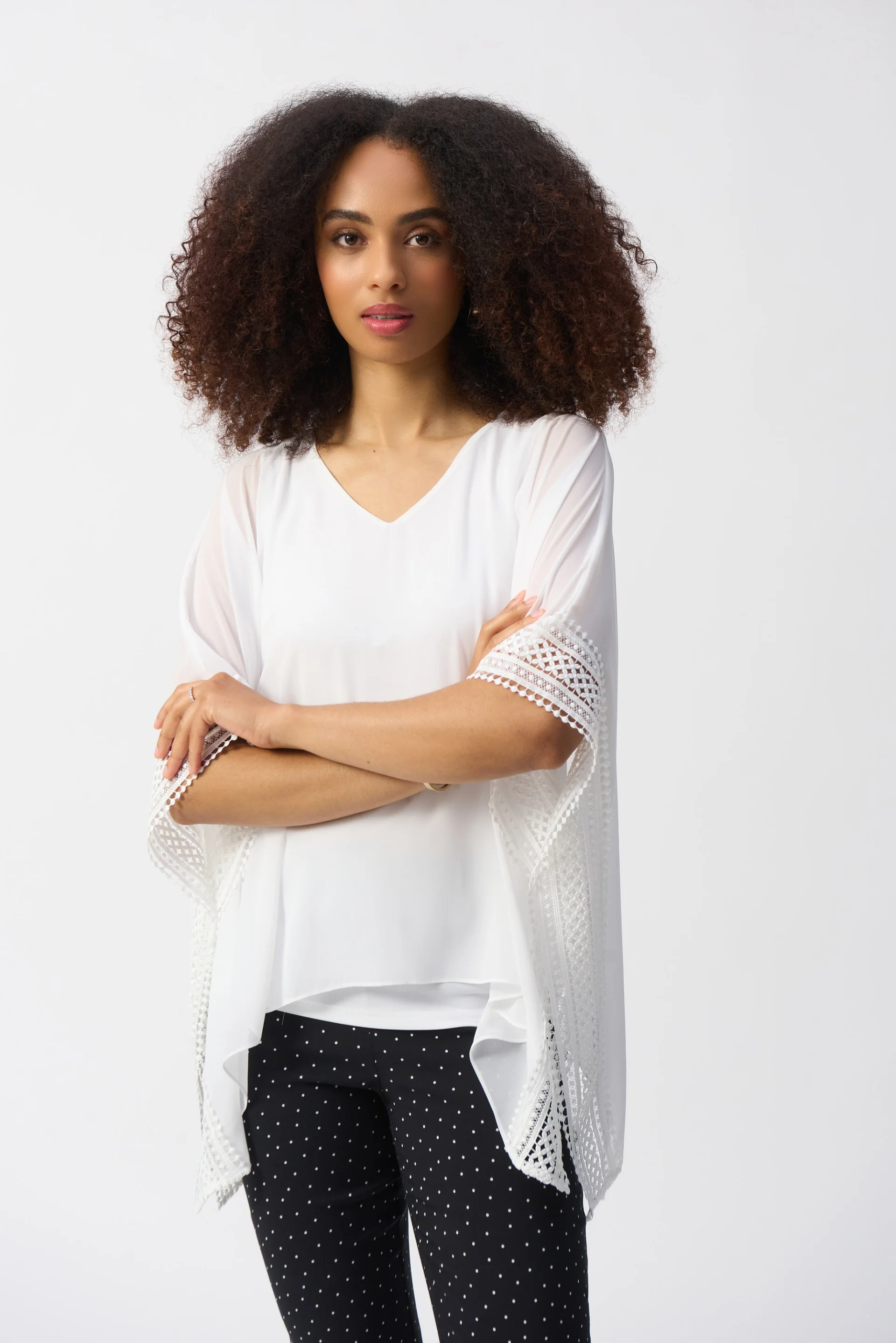 Joseph Ribkoff Chiffon Poncho Top Style 251095 - Image 3