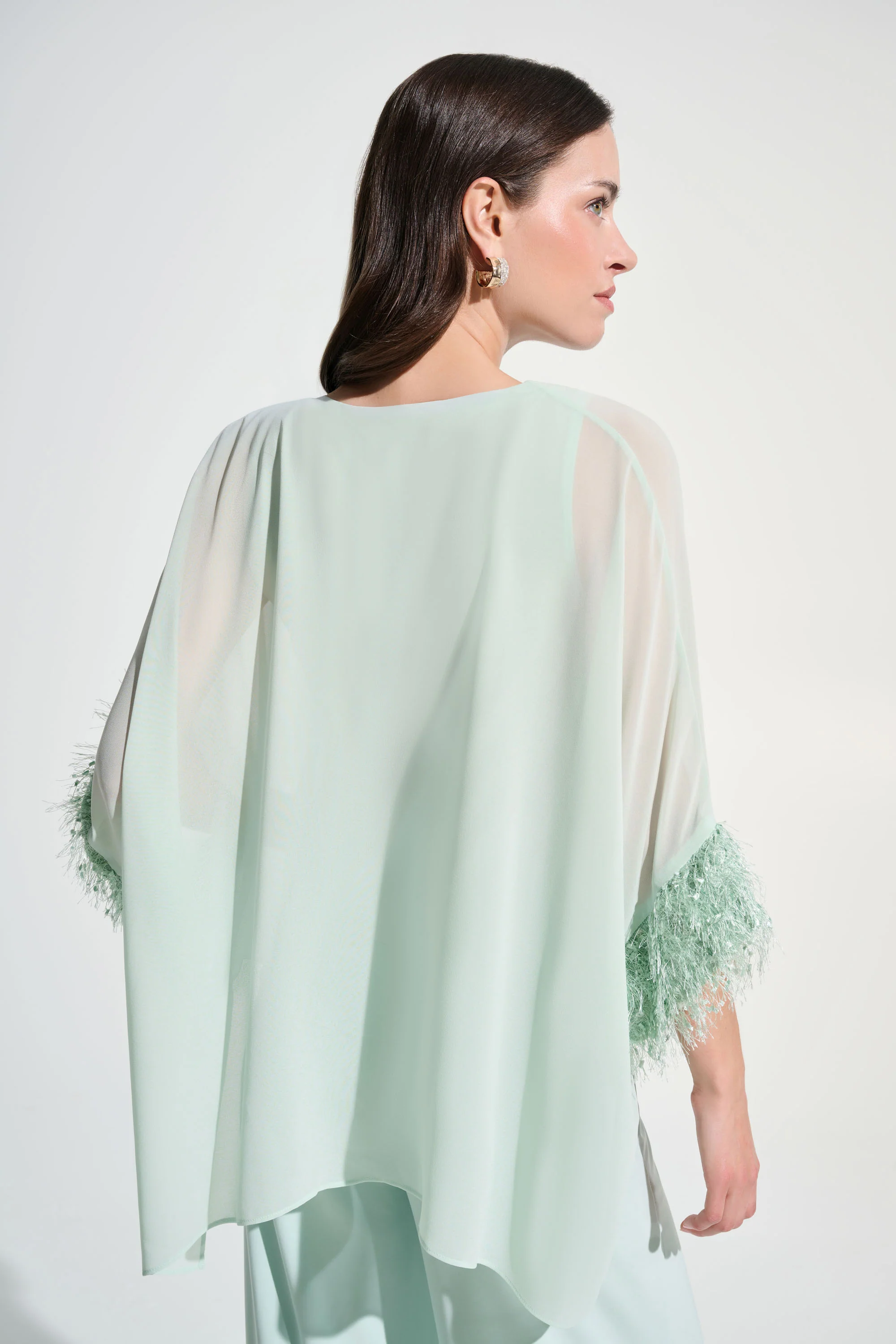 Joseph Ribkoff Chiffon Poncho Top With Novelty Trim Style 262711 - Image 5