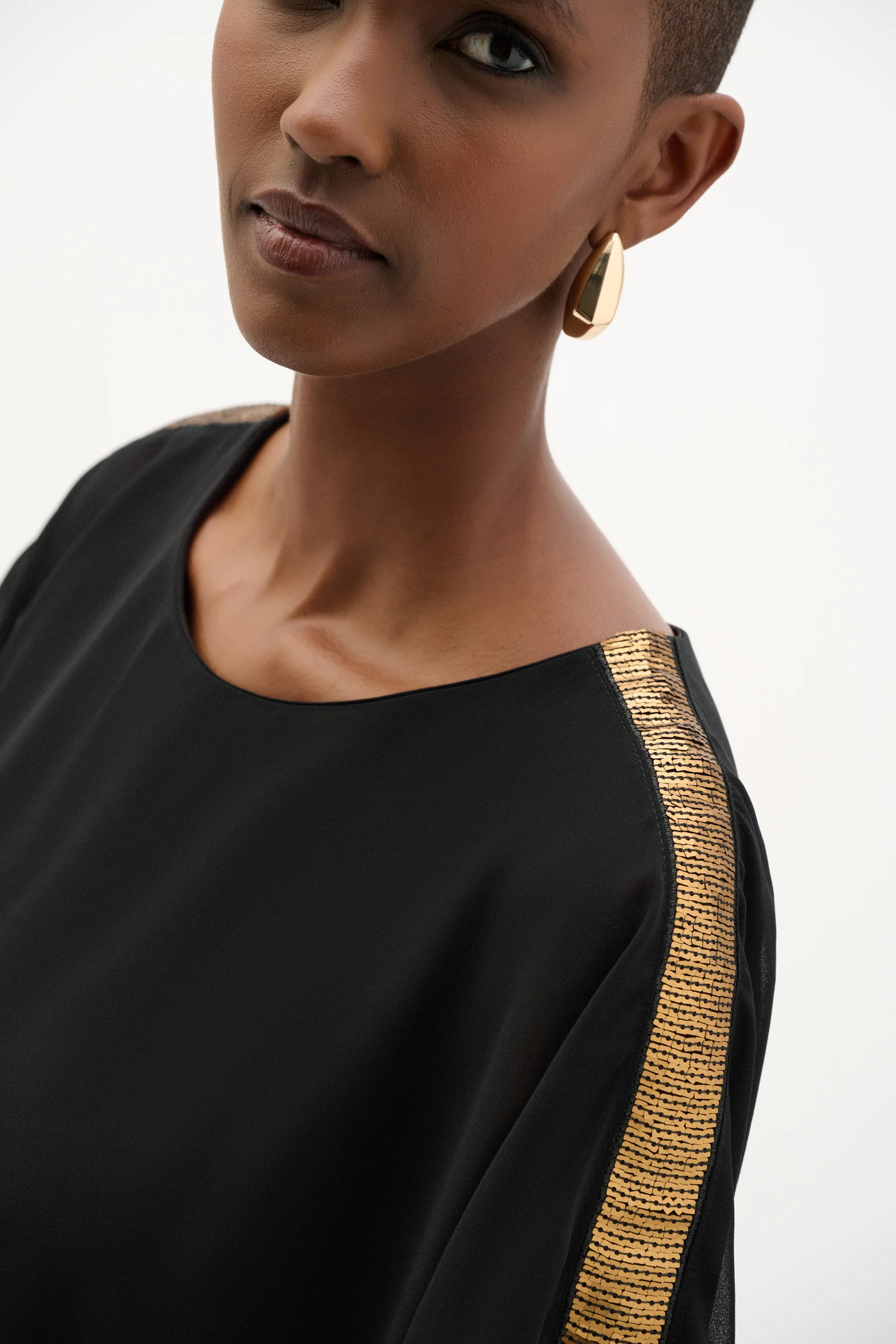 Joseph Ribkoff Chiffon Poncho Top With Sequin Shoulder Detail Style 262198 - Image 4